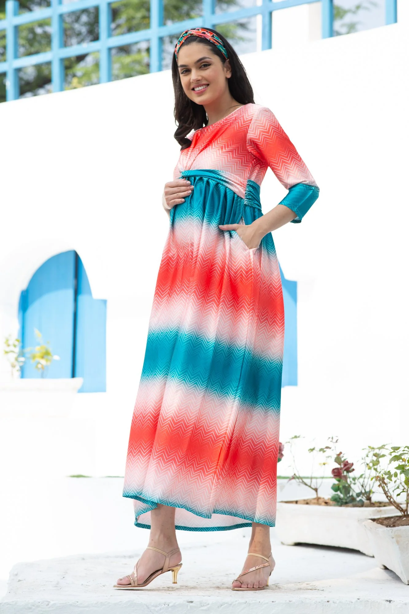 Luxe Nautical Ombre Maternity Knot Dress - Chenance