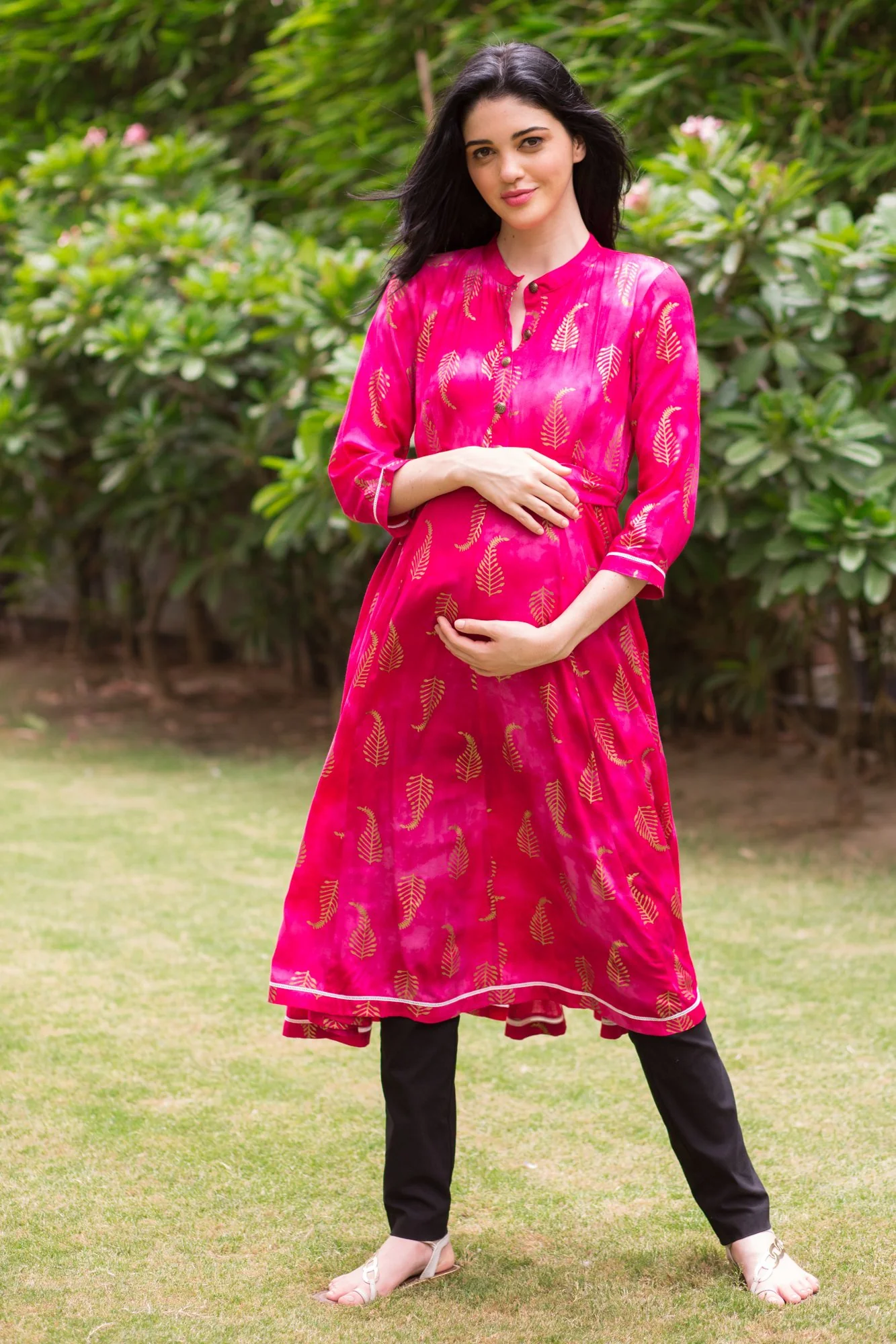 Pink Gold Maternity & Nursing Kurta - Chenance