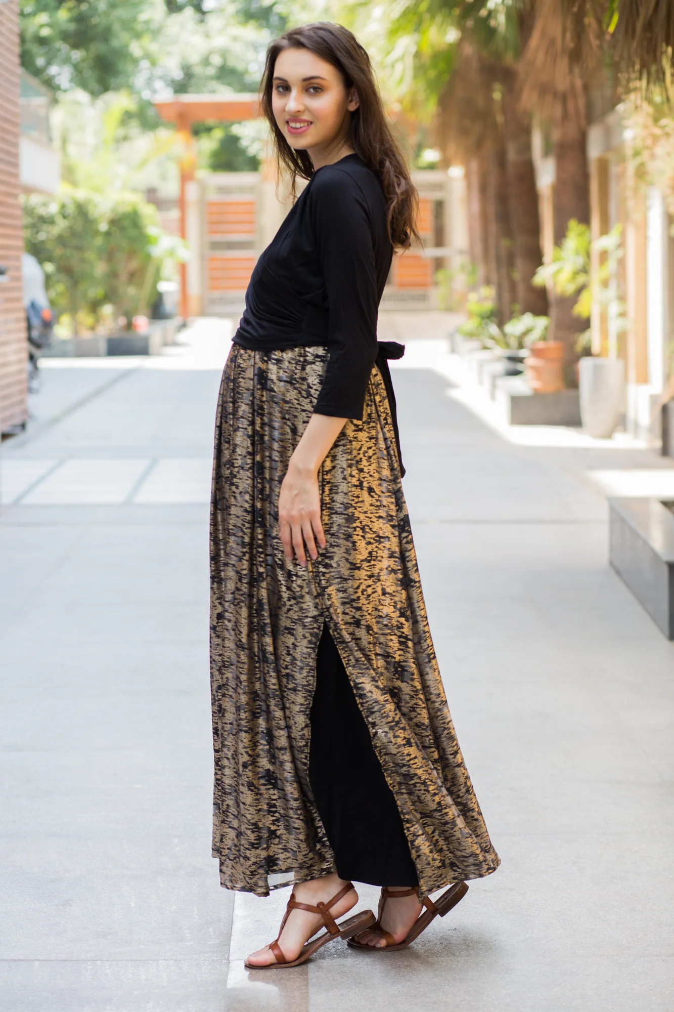 Luxe Gold Maternity & Nursing Wrap Dress - Chenance