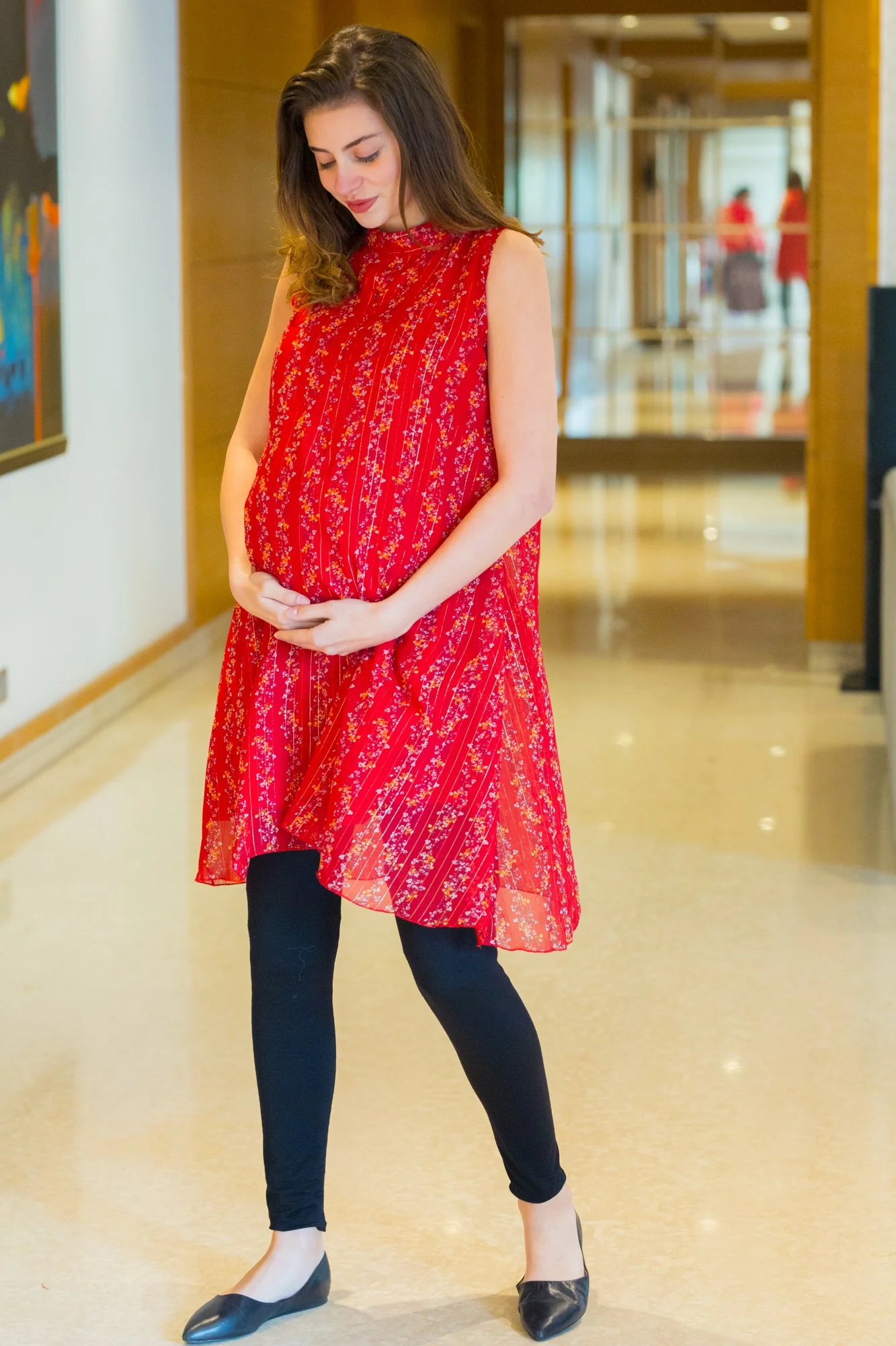 Premium Merry Red Maternity & Nursing Dress - Chenance