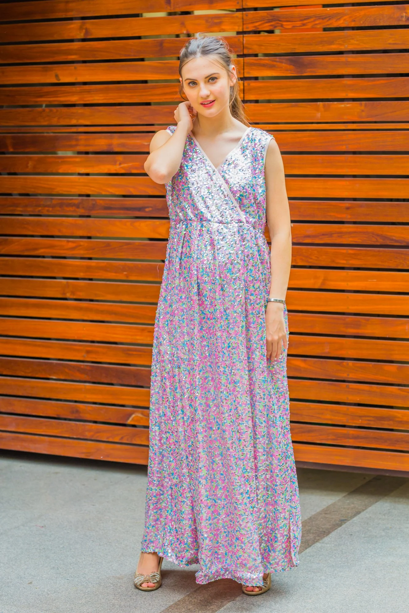 Lilac Sequence Maternity & Nursing Dress - Chenance