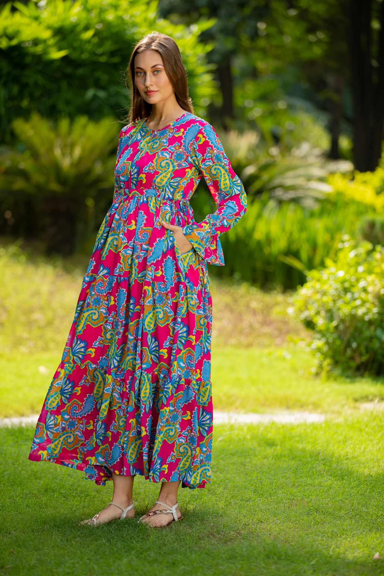 Rosy Paisley Floral Maternity & Nursing Layer Dress - Chenance