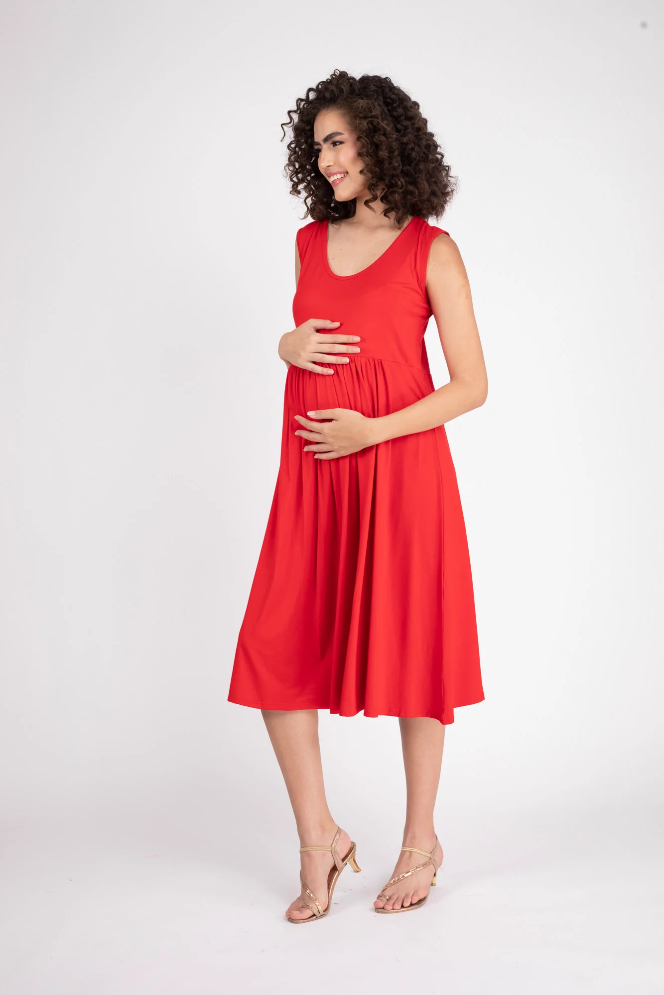 Sizzling Hot Red Maternity Knot Dress + Jacket (2pc) - Chenance