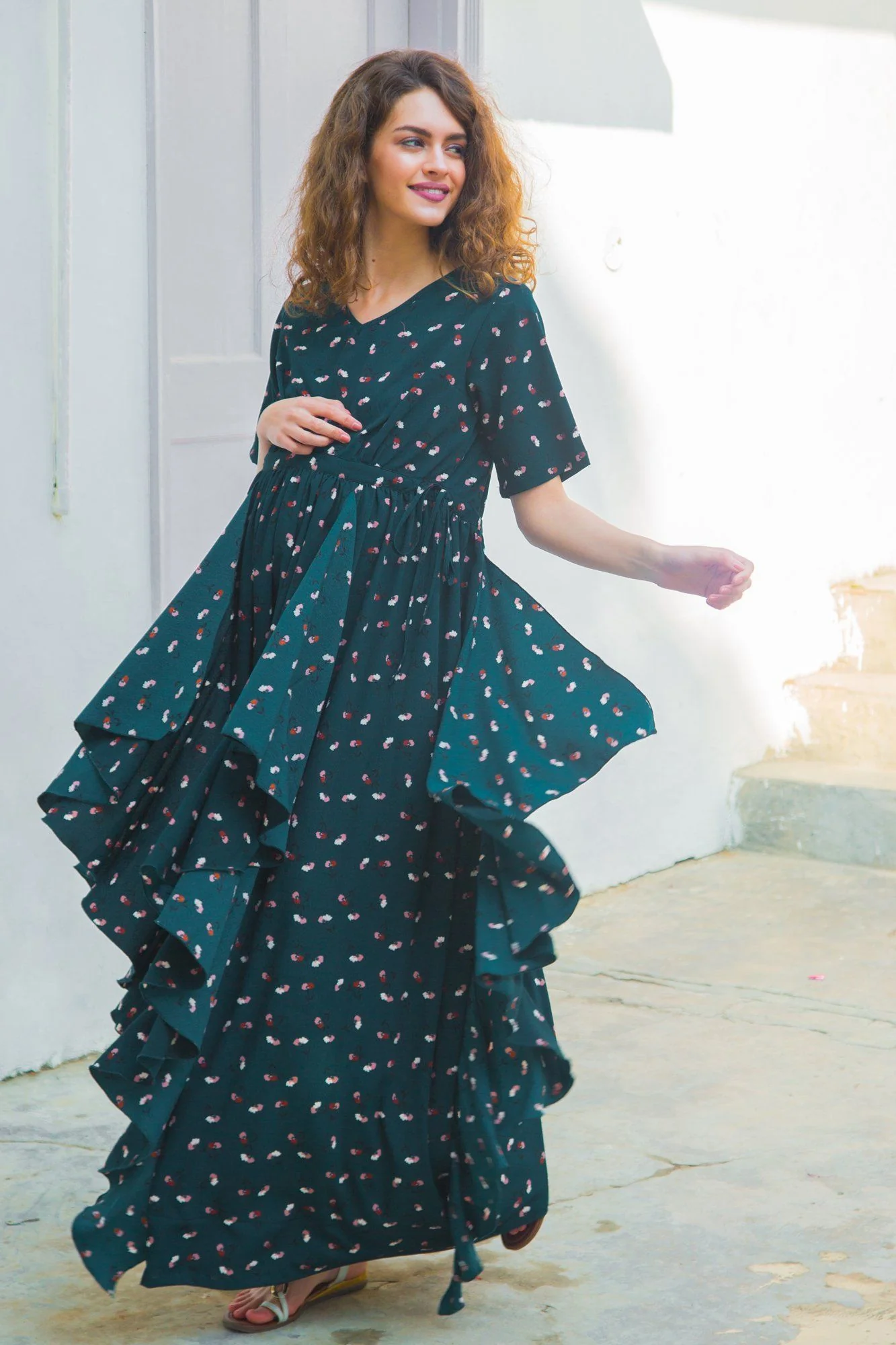 Jade Floral Luxe Maternity Flow Dress - Chenance