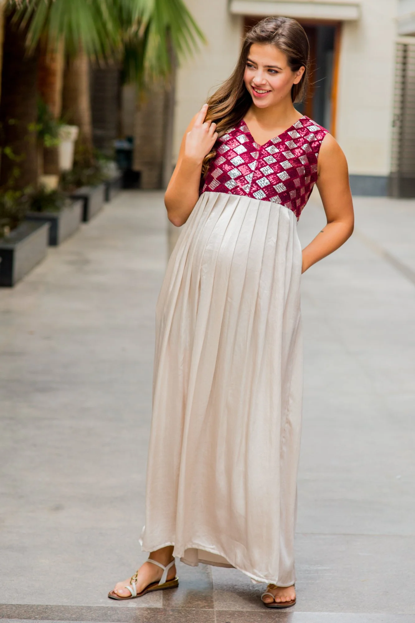 Luxe Diamond Sequin Maternity Dress - Chenance