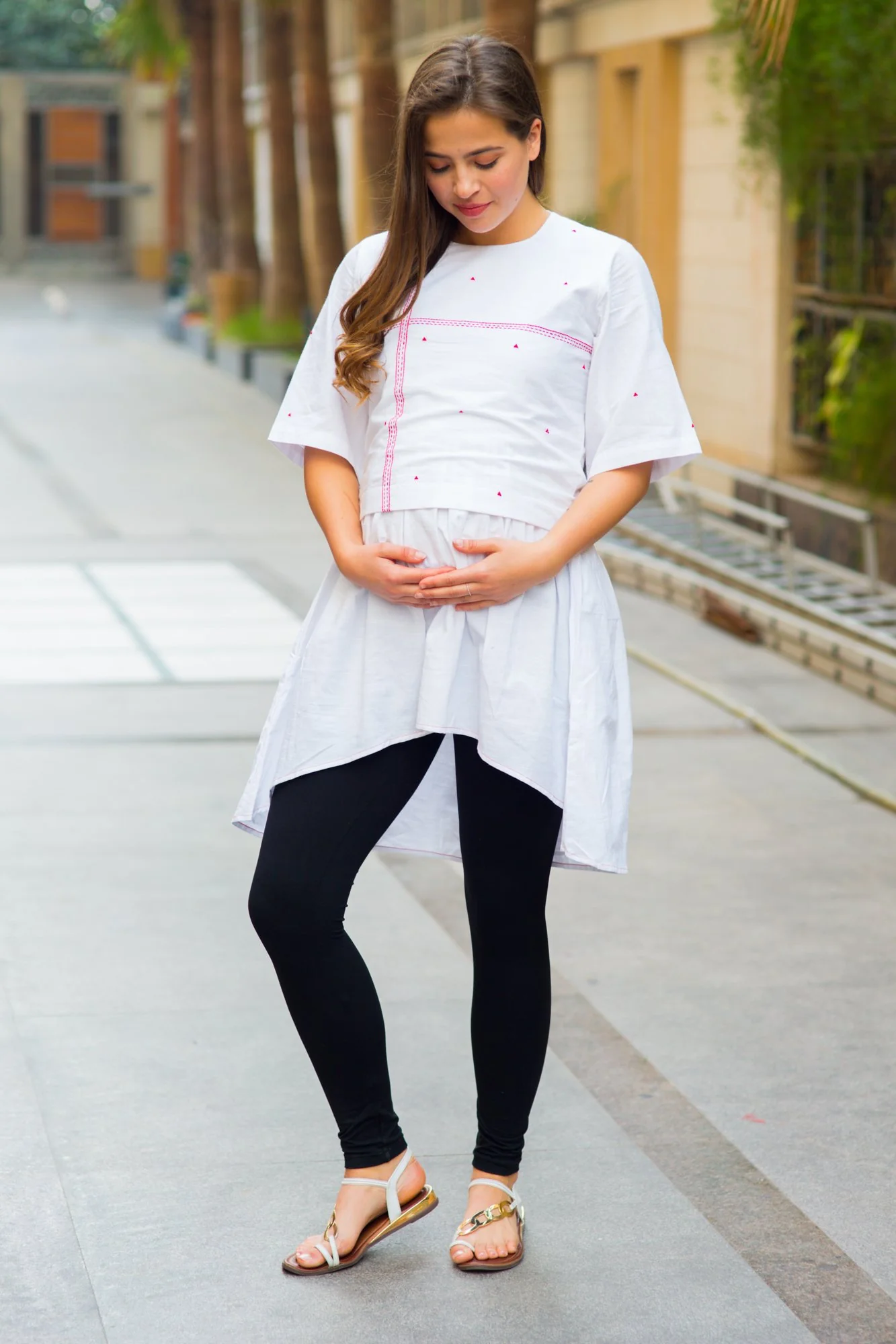 Premium White Embroidered Maternity Top - Chenance