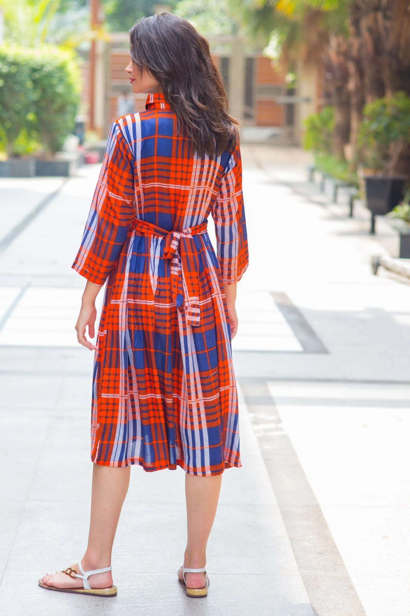 Amber Check Maternity & Nursing Dress - Chenance