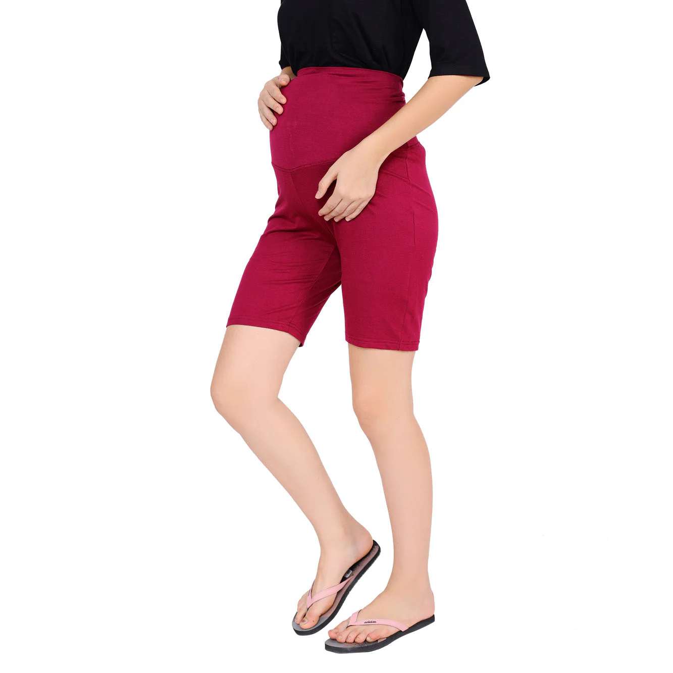 Soft Magenta Stretchable Maternity Shorts (VISCOSE LYCRA) - Chenance
