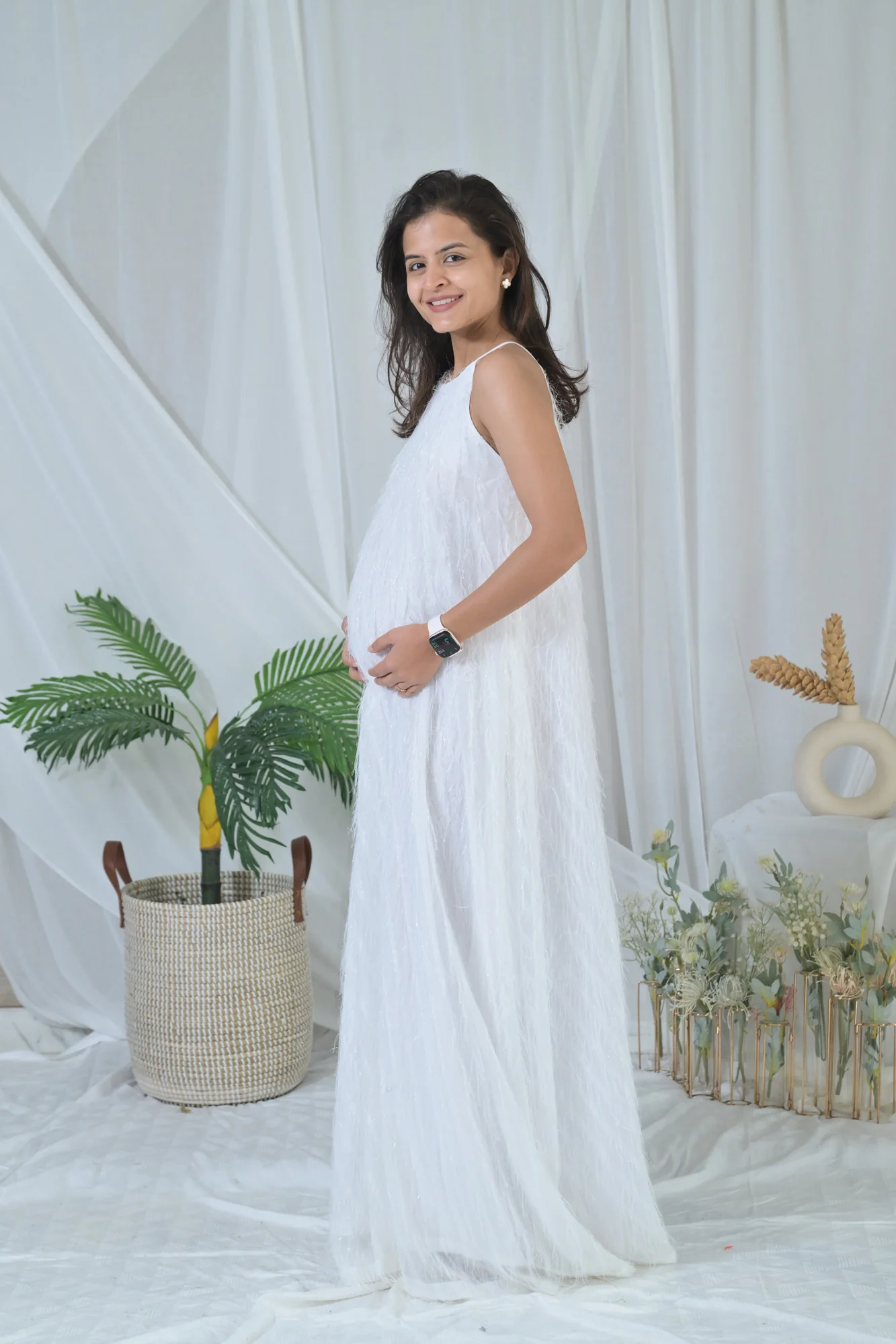 Luxe Frosted White Maternity Gown - Chenance