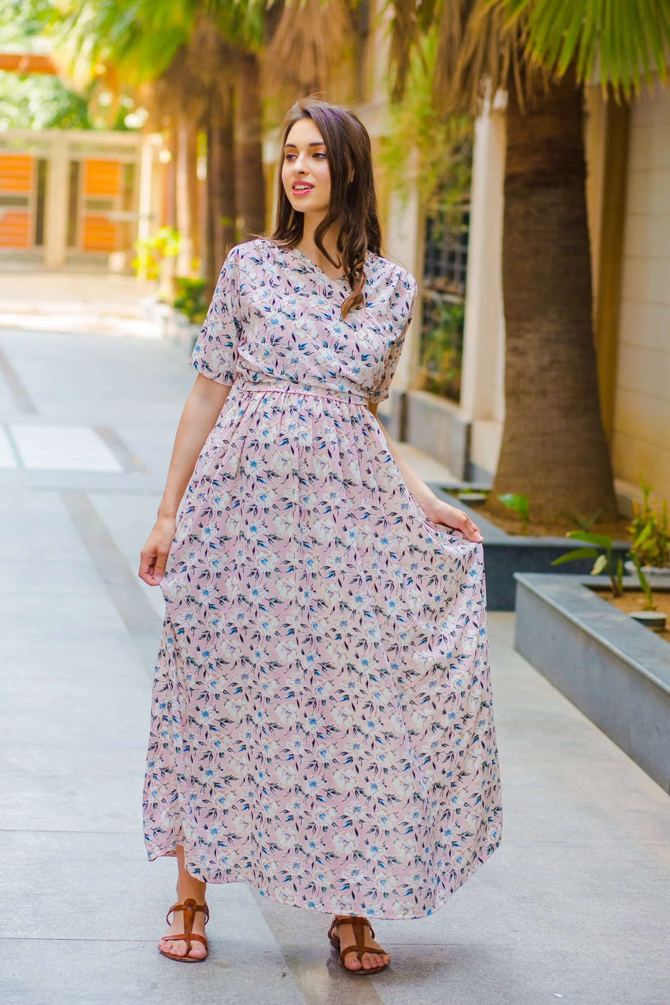 Pristine Pink Maternity & Nursing Wrap Dress - Chenance