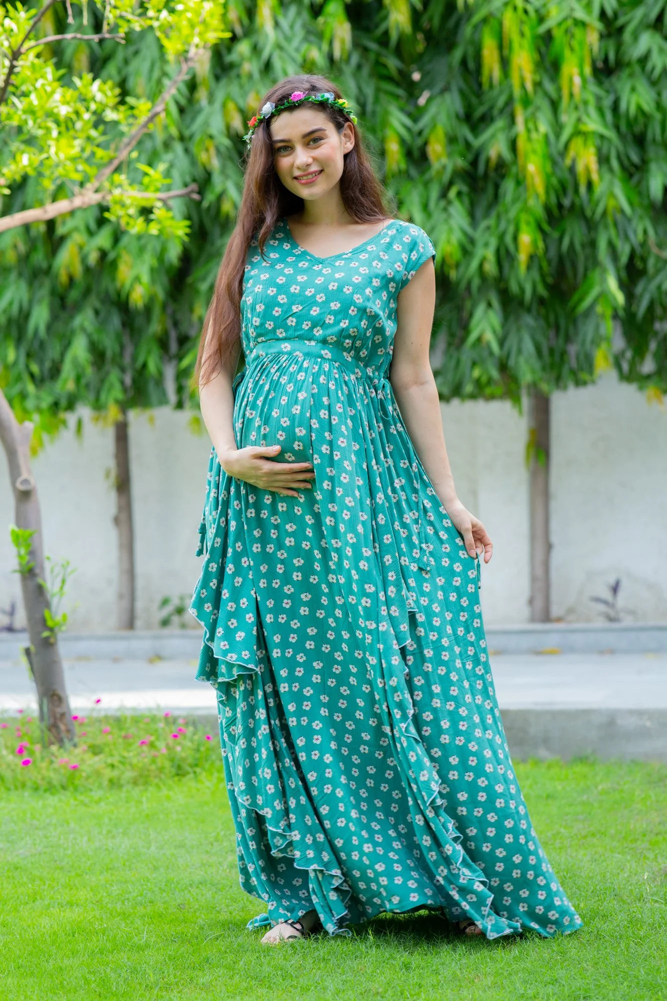Forest Floral Maternity Flow Dress - Chenance