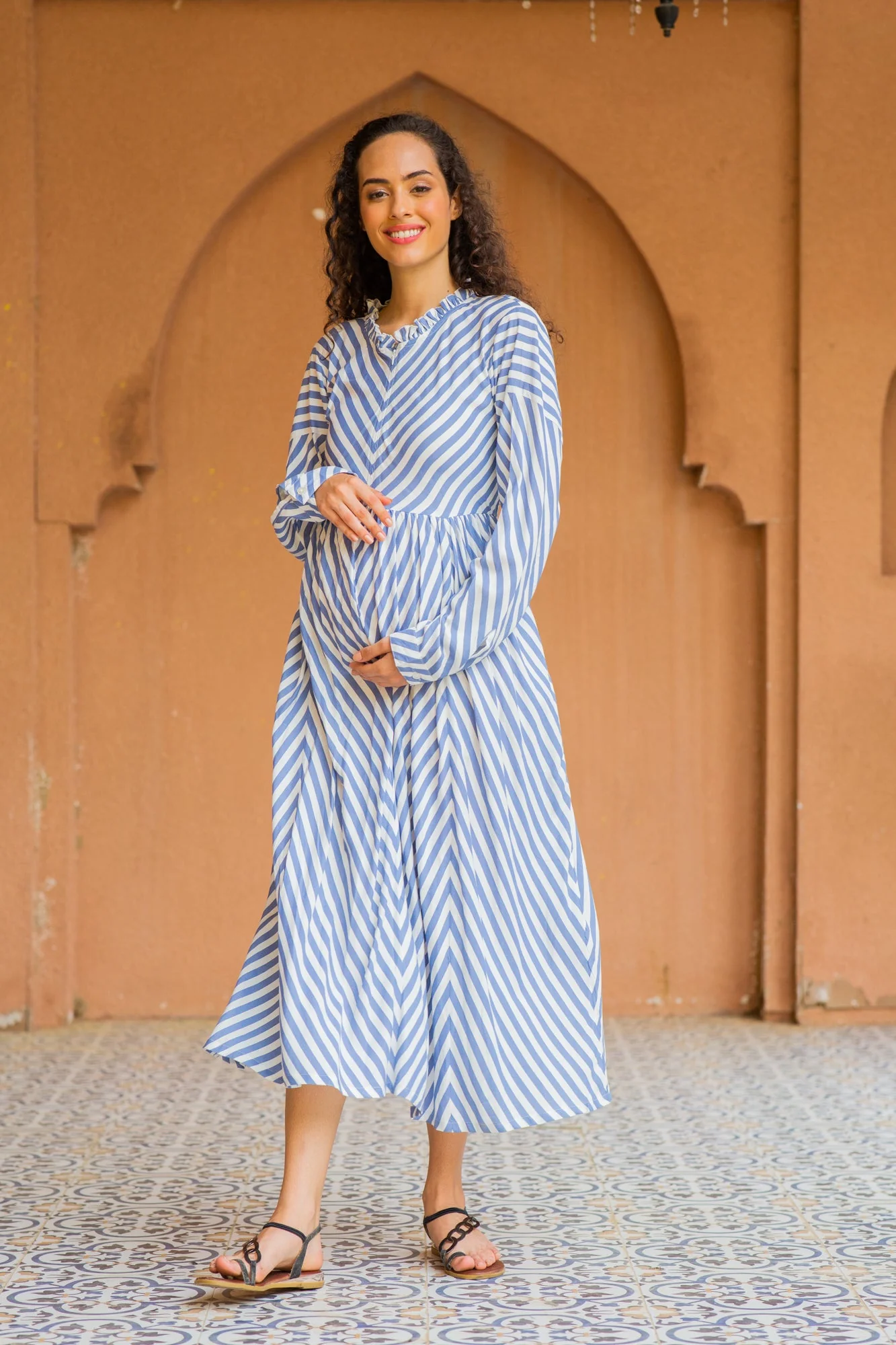 Spruce Classic Striped Maternity & Nursing Dress - Chenance