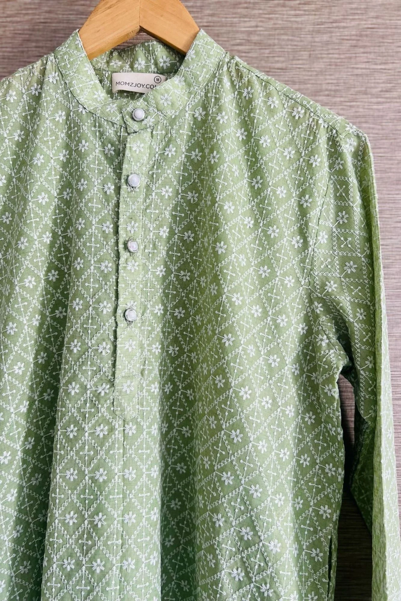 Men Dusty Green Kurta Sets (2pc) - Chenance