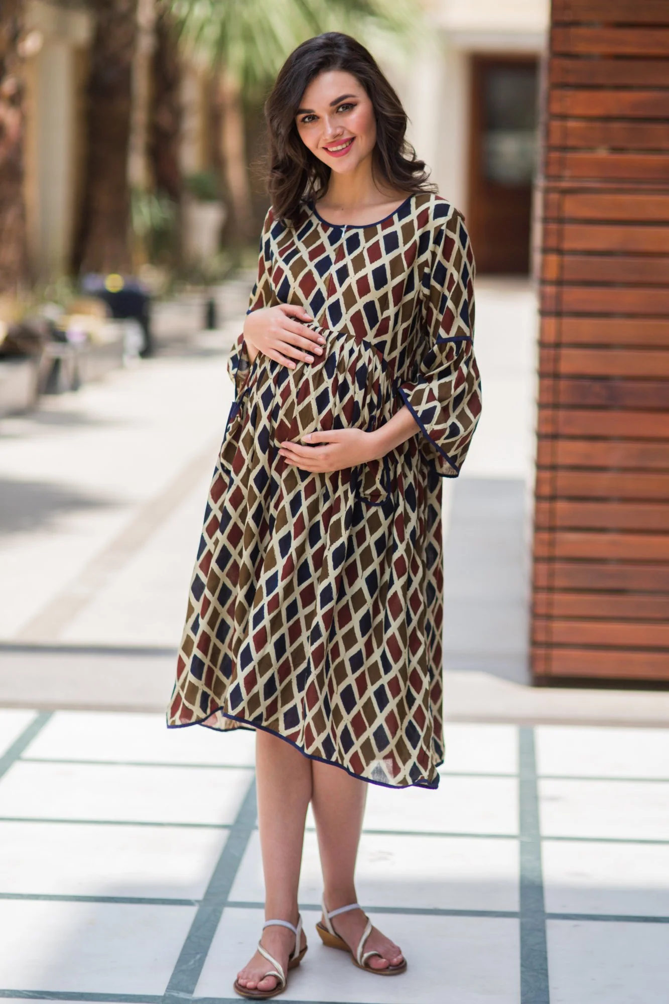 Rhombus Boho Maternity & Nursing Dress - Chenance