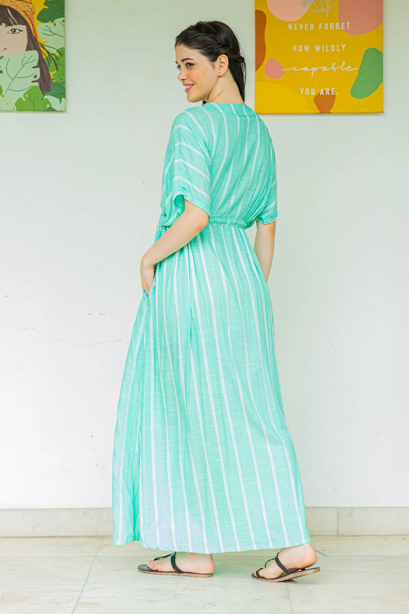 Pastel Green Maternity & Nursing Dress / Delivery Gown/ Night Dress - Chenance