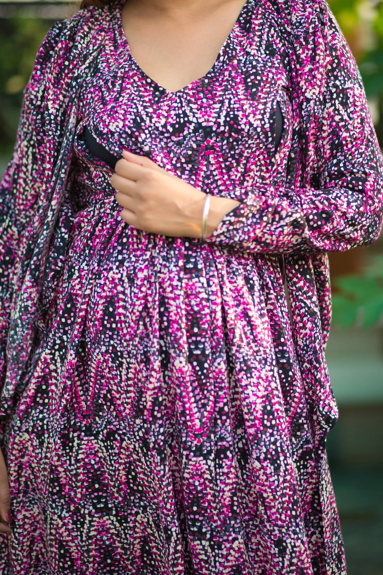 Plum Mesh Maternity & Nursing Wrap Dress - Chenance