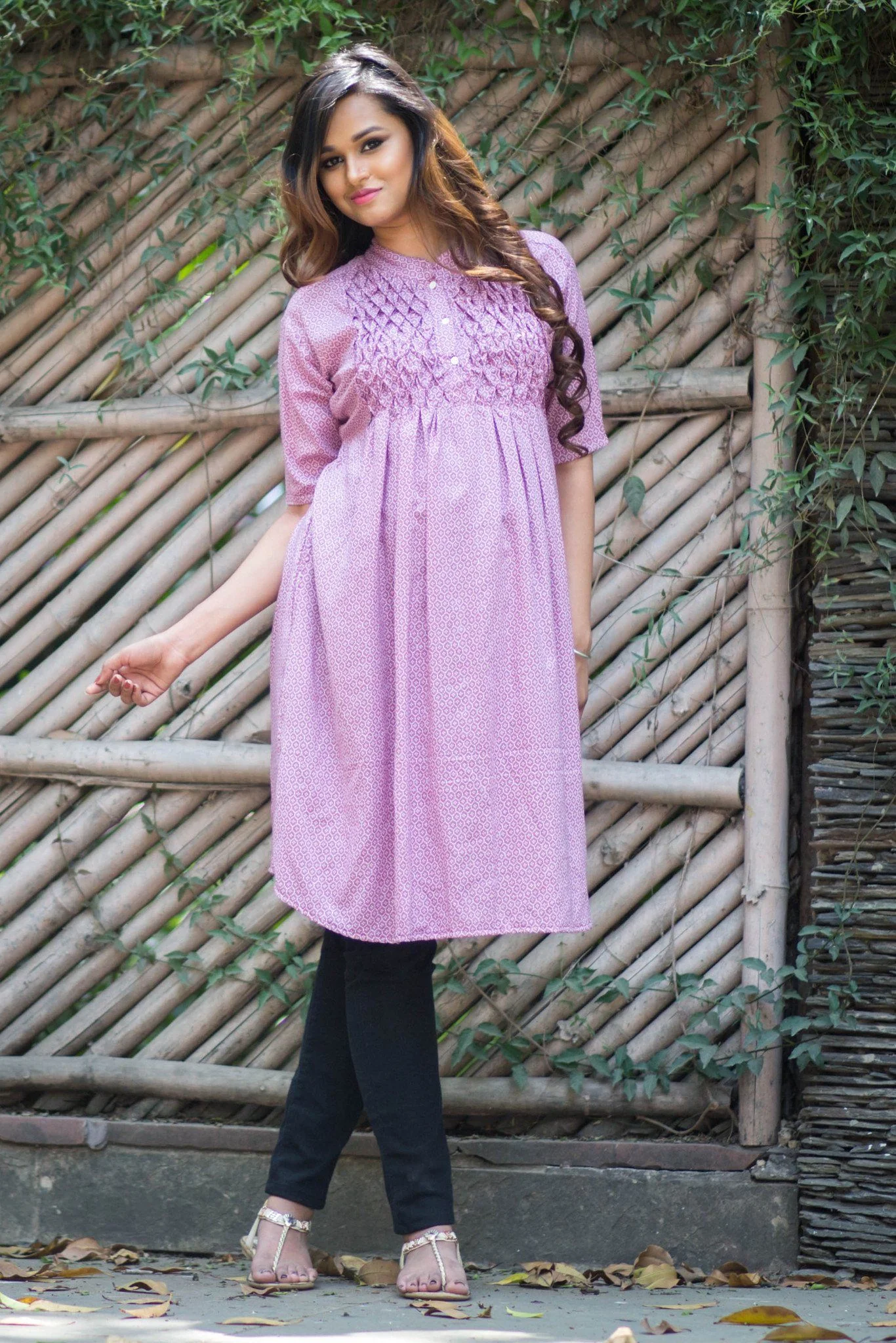 Lavender Pink Maternity & Nursing Kurta - Chenance