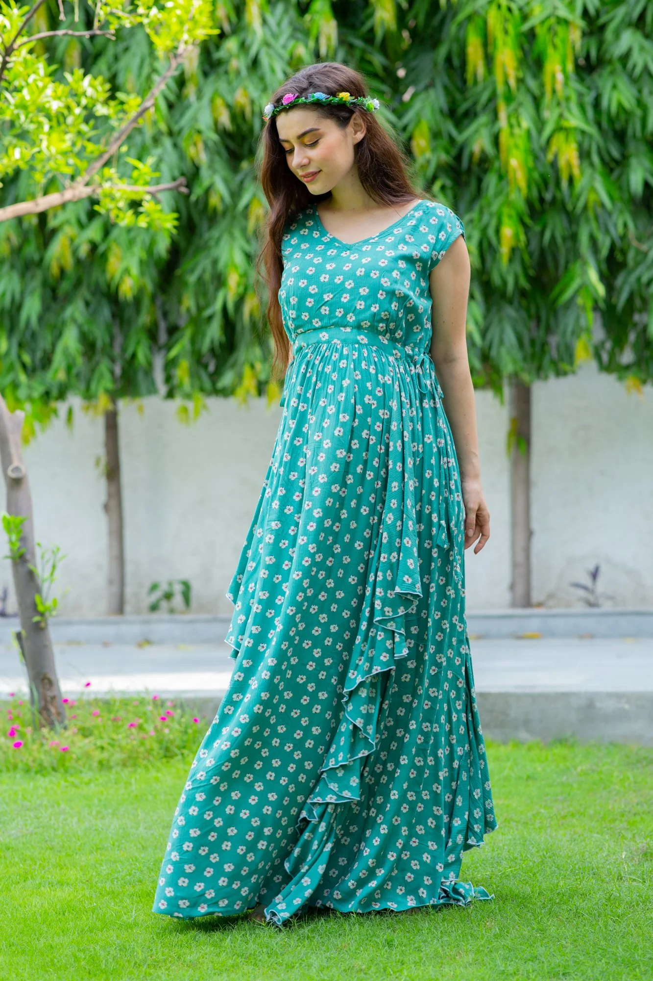 Forest Floral Maternity Flow Dress - Chenance