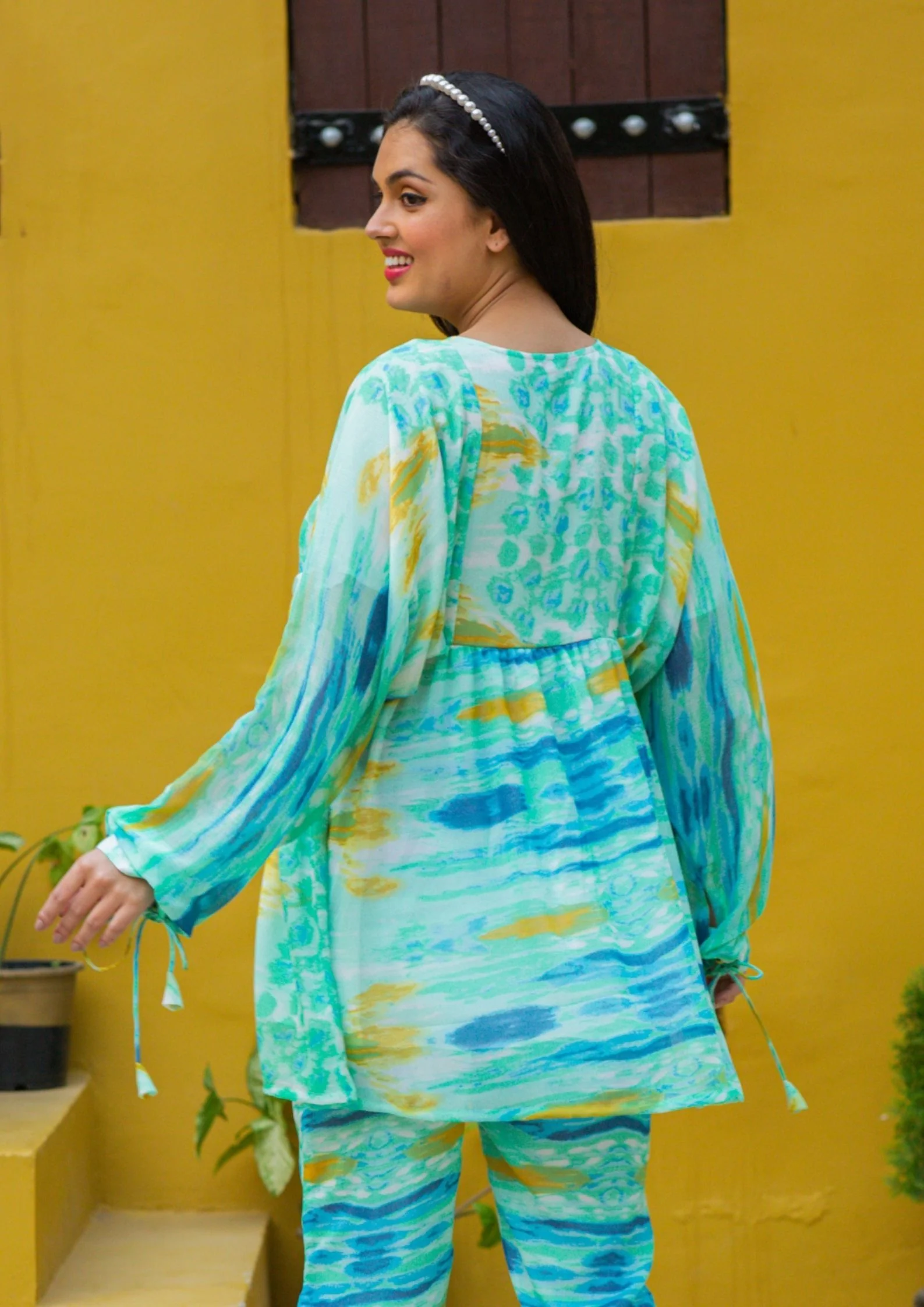 Luxe Aqua Tie & Dye Maternity & Nursing Top - Chenance