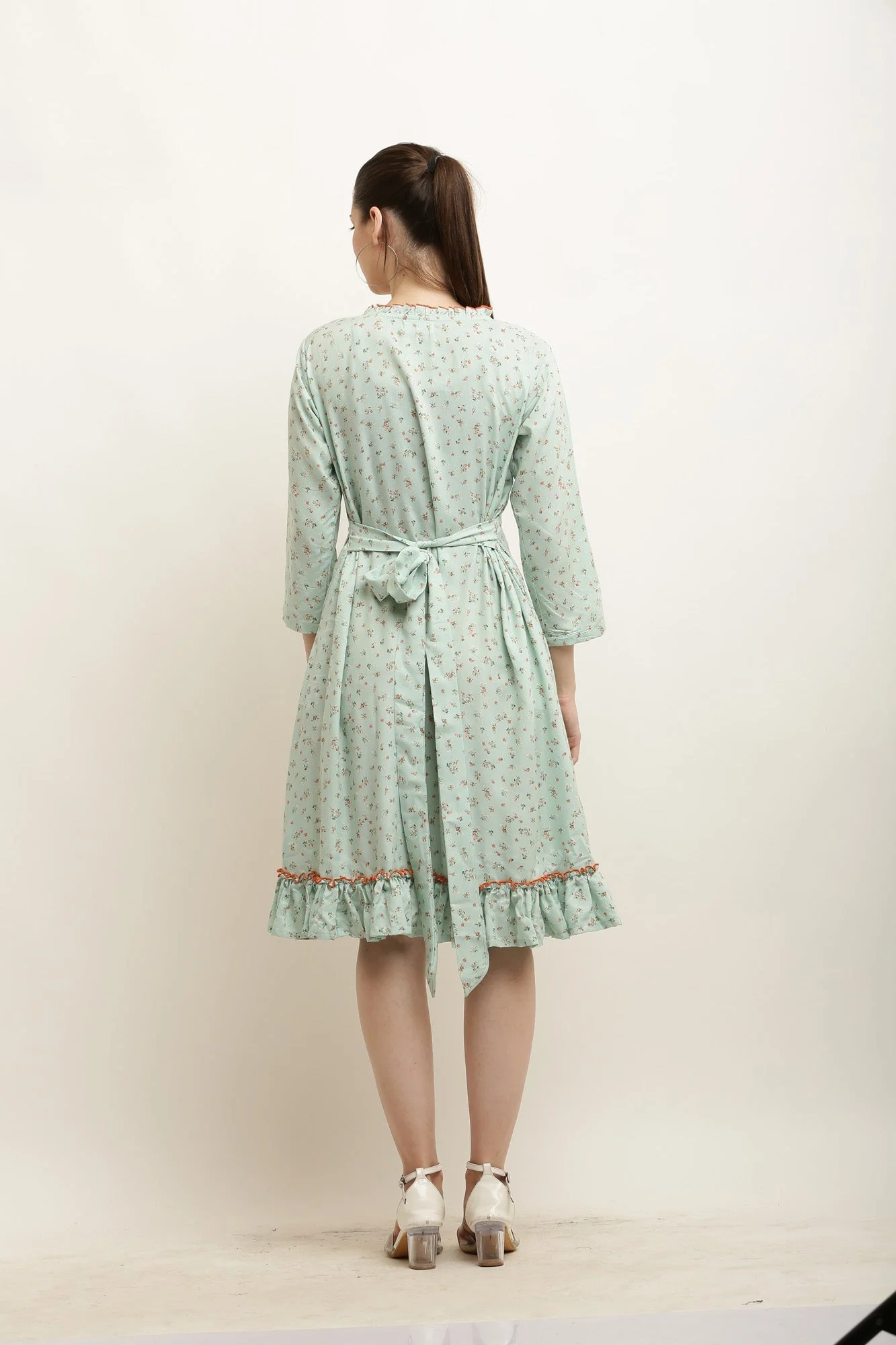 Homey Mint Floral Maternity & Nursing Night Dress - Chenance