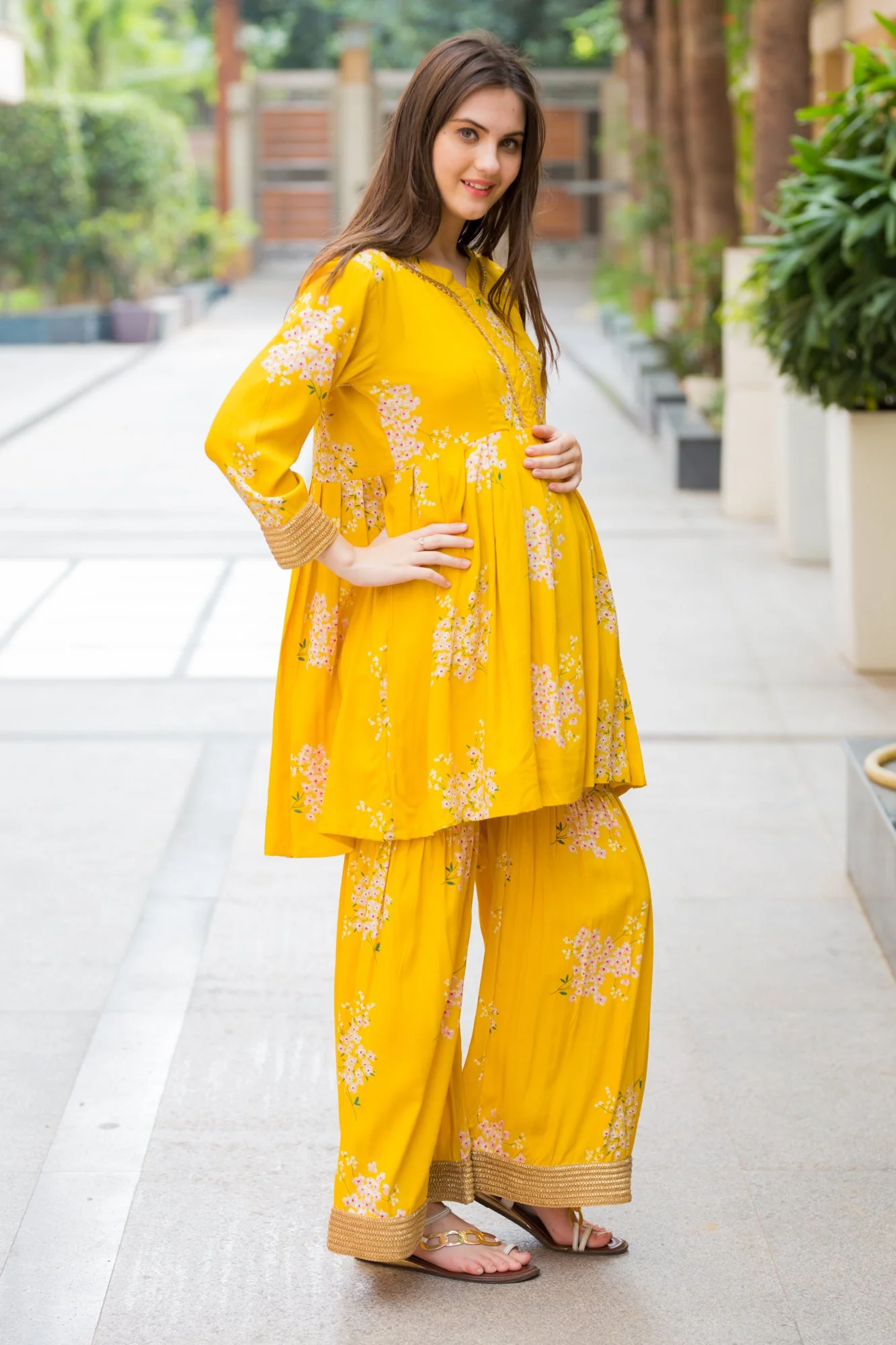 Premium Floral Maternity & Nursing Suit Set With Dupatta (3 pc) - Chenance