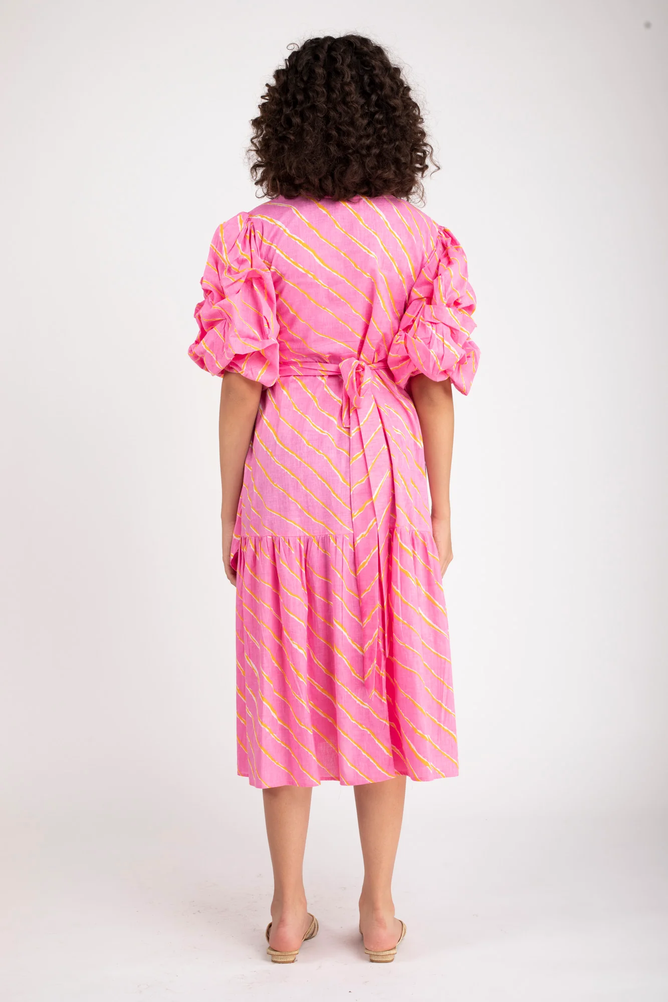 Bubblegum Pink Maternity & Nursing Frill Wrap Dress (100% Cotton) - Chenance
