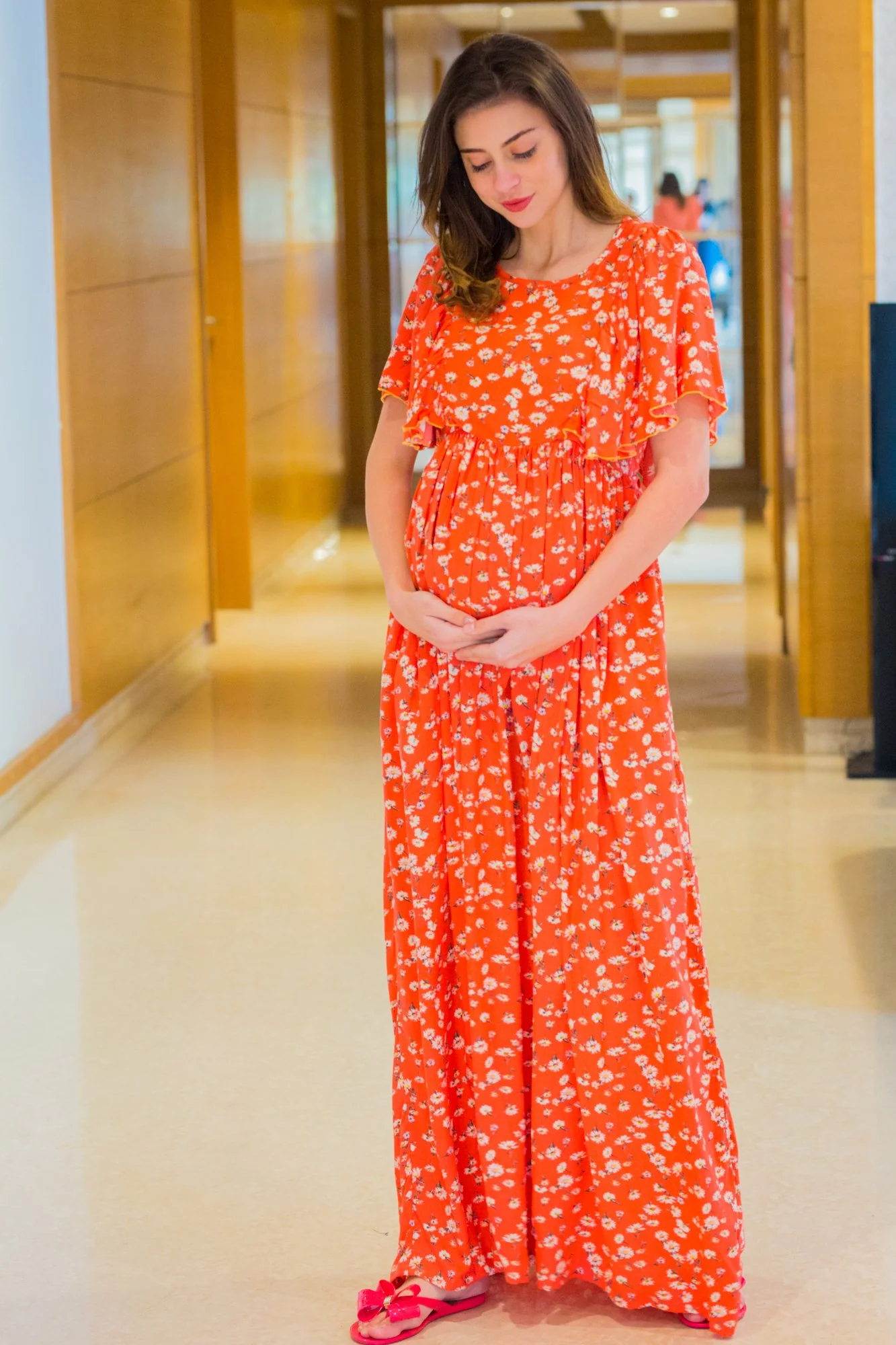 Plum Floral Maternity & Nursing Flap Dress - Chenance