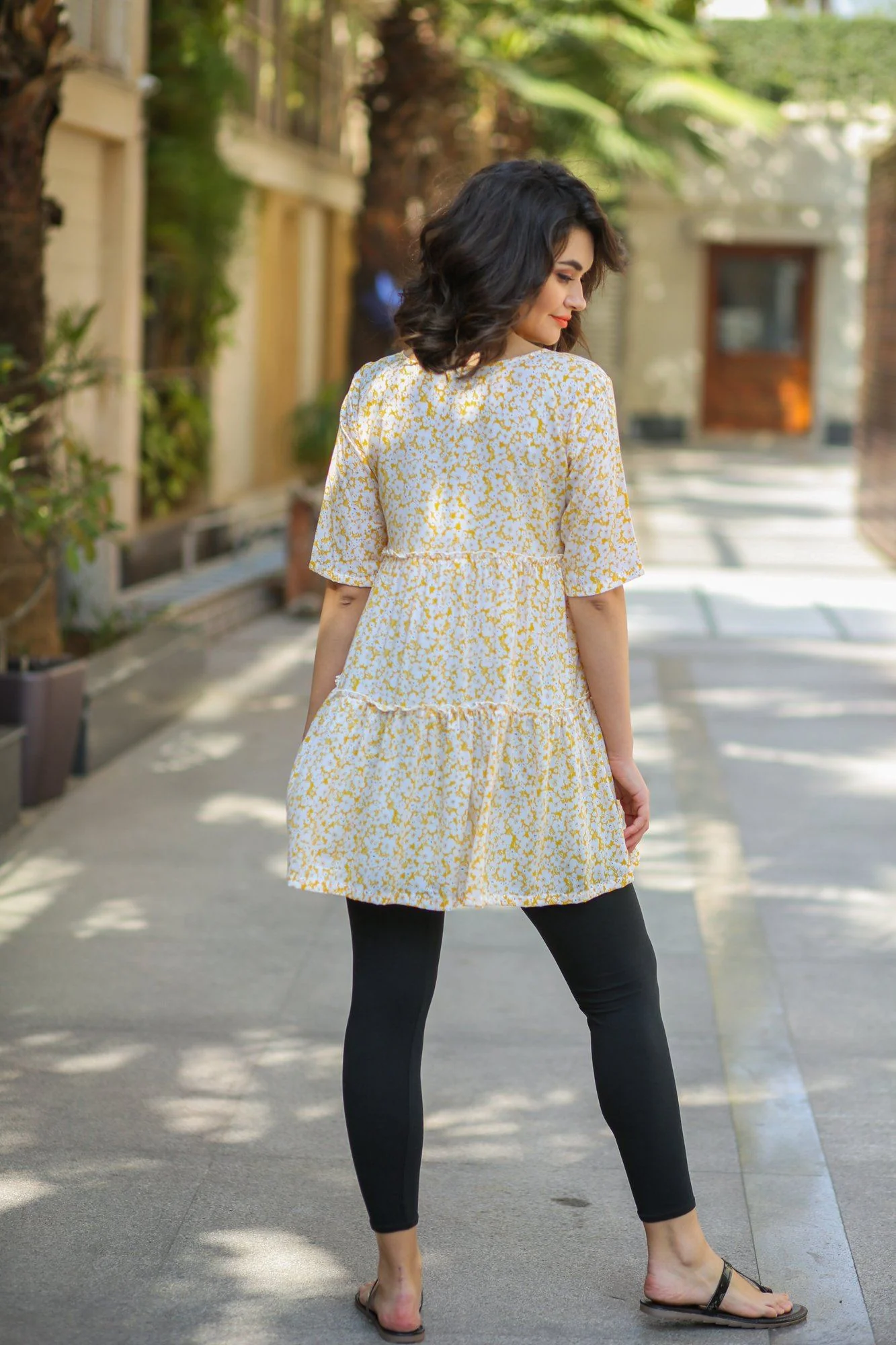 Baby Yellow Layered Maternity & Nursing Top - Chenance