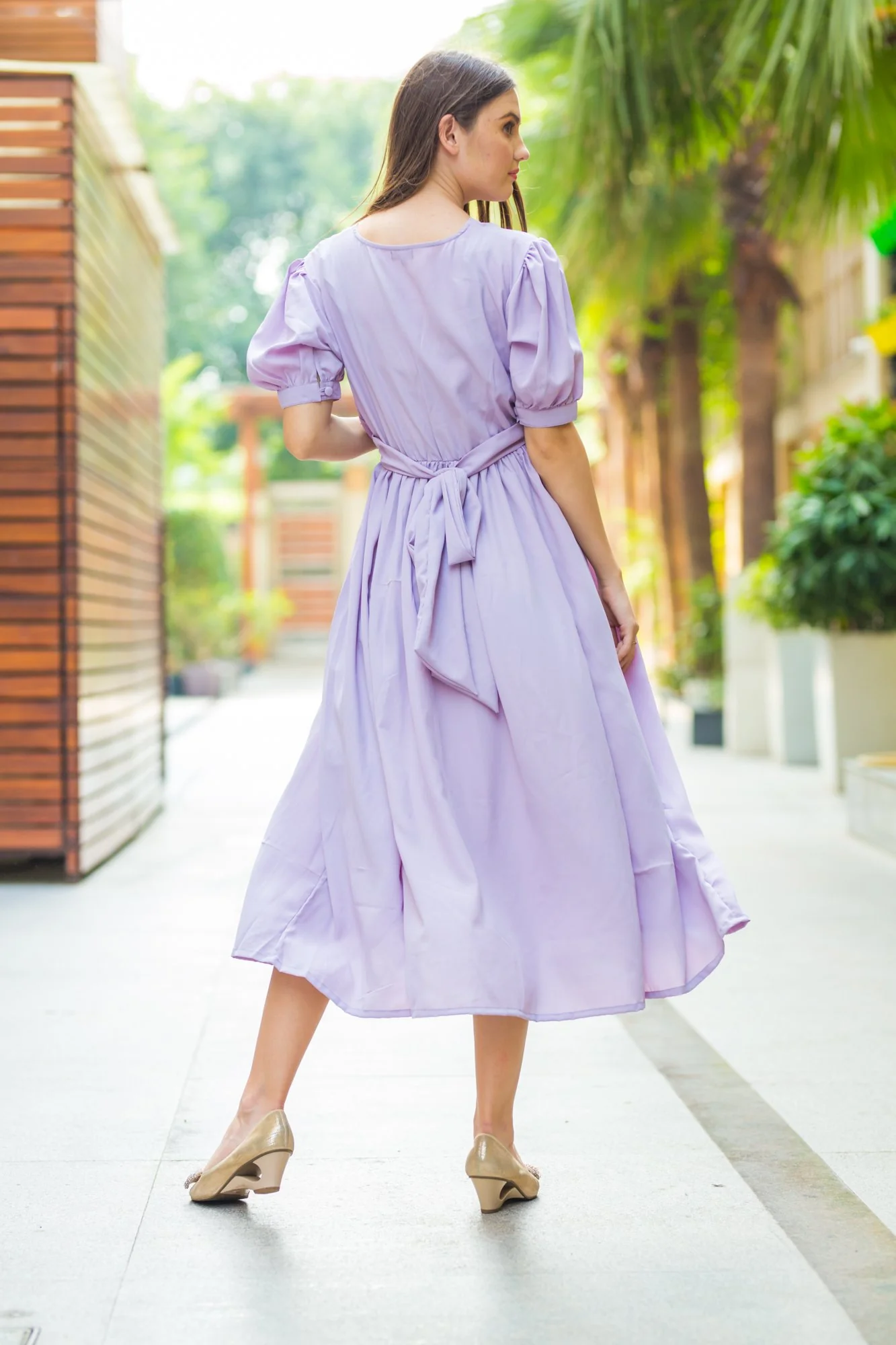 Lilac Front Knot Maternity Dress - Chenance