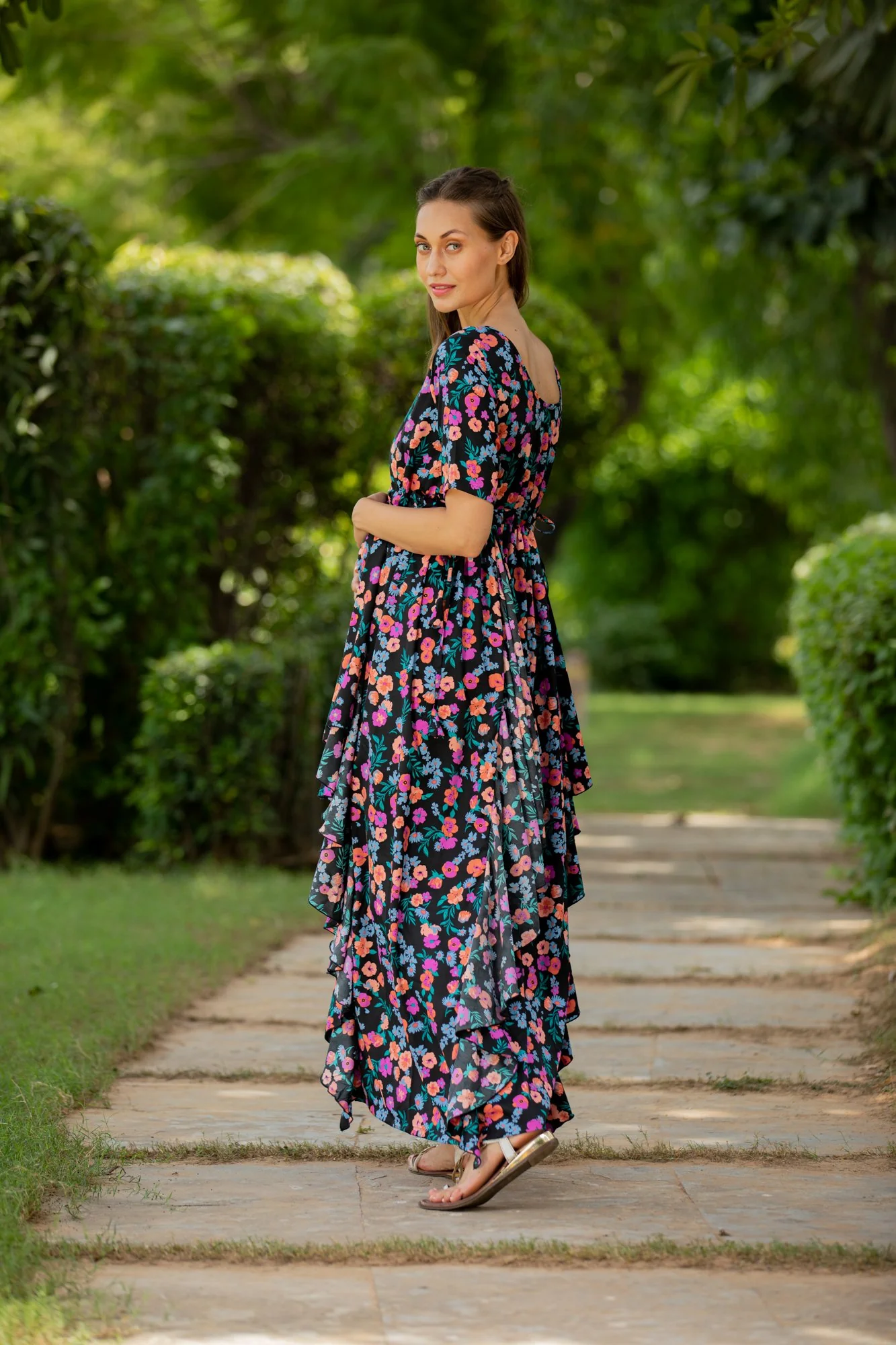 Happy Floral Maternity Flow Dress - Chenance