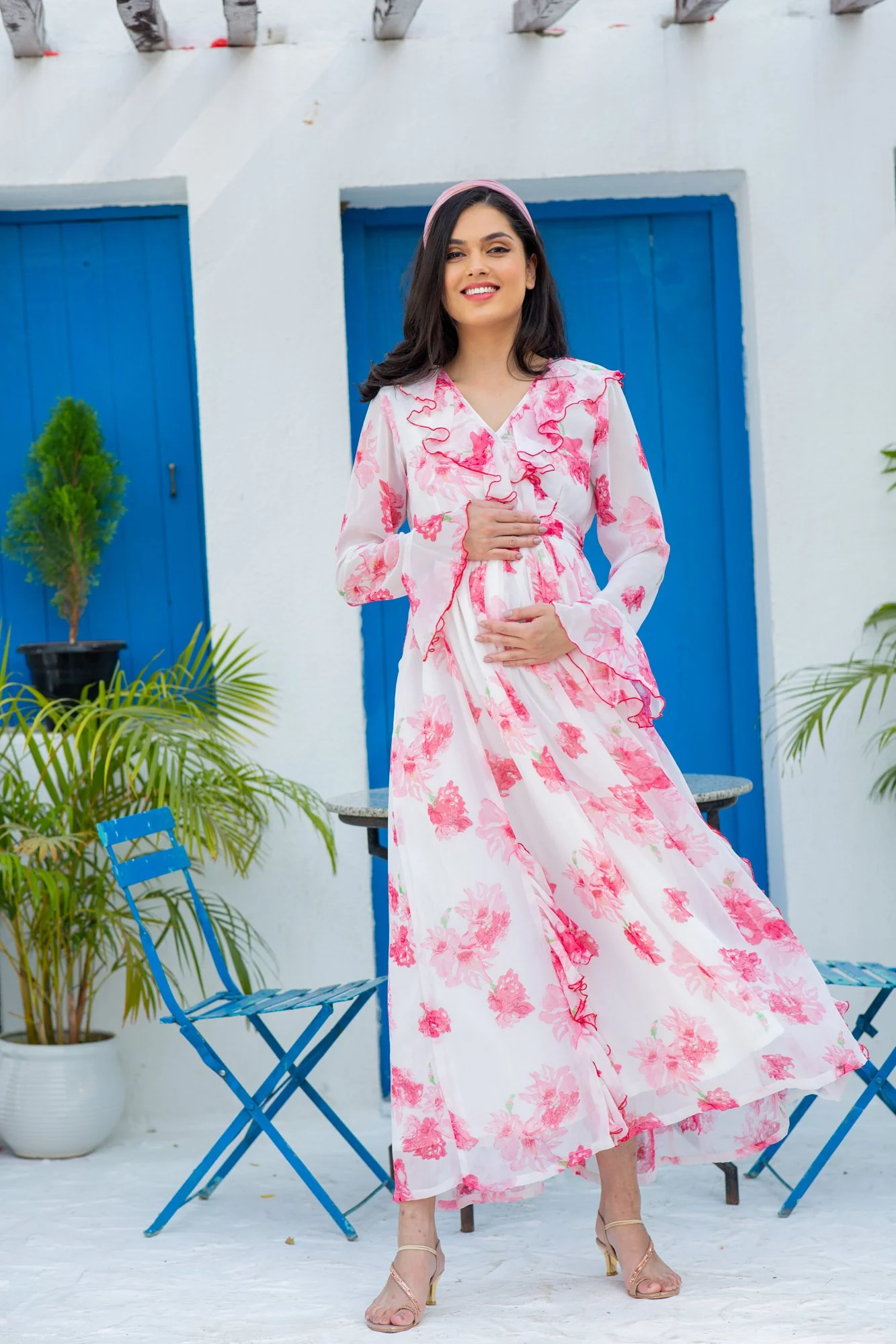 Angelic Rose Blush Maternity & Nursing Frill Dress - Chenance