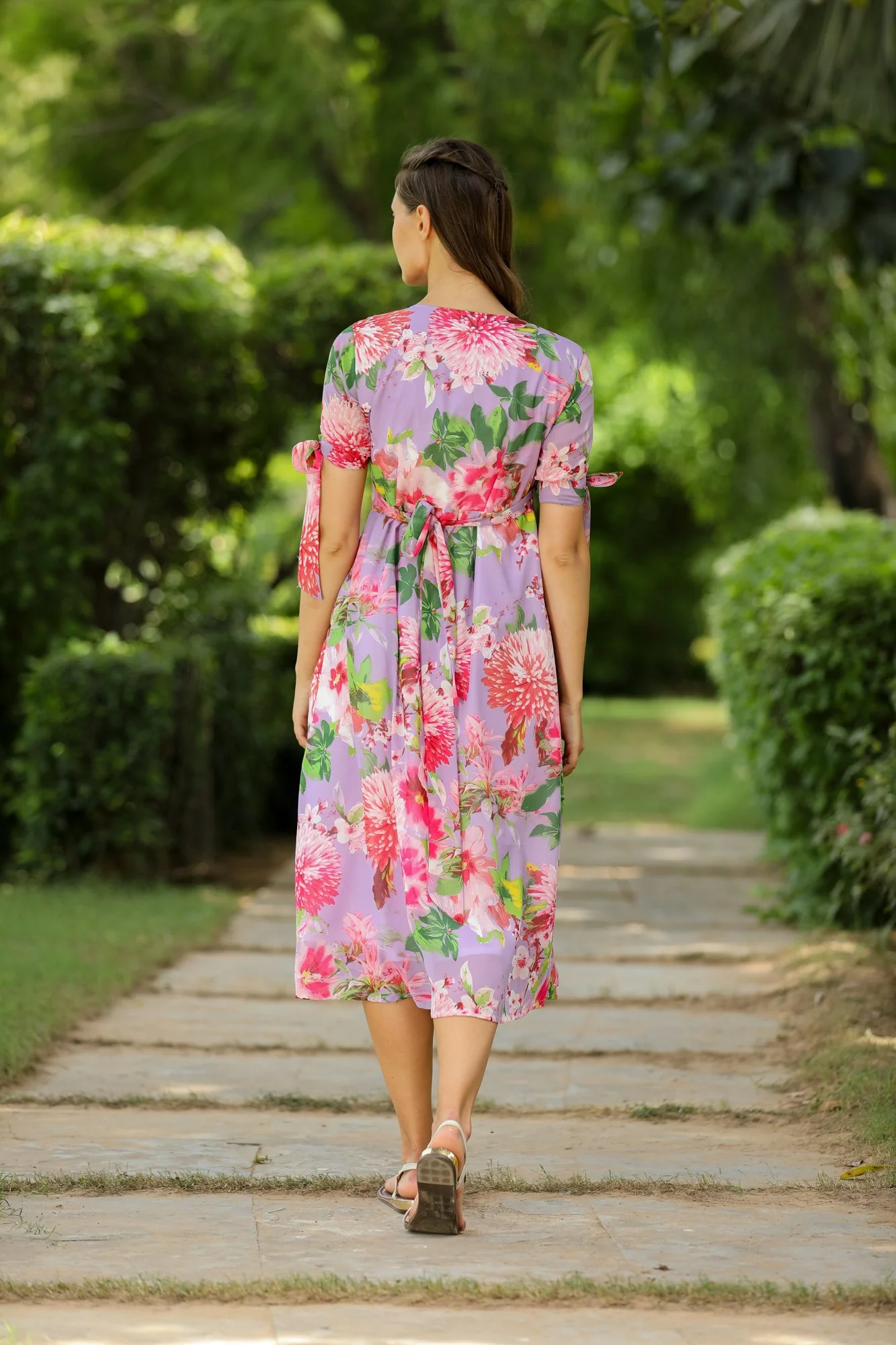 Lavender Bloom Maternity & Nursing Midi Wrap Dress - Chenance