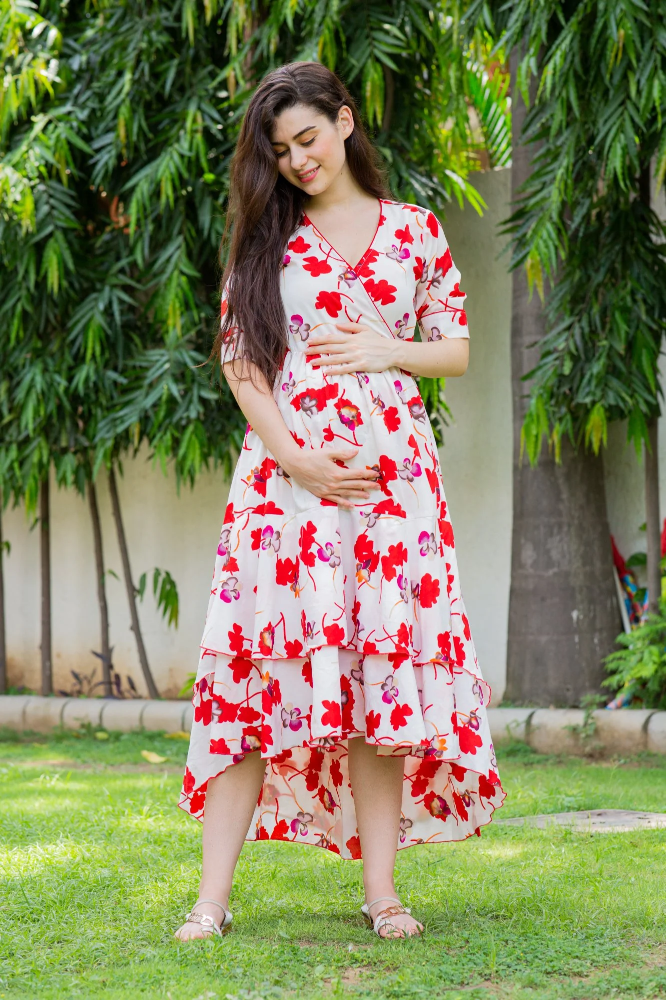 Venetian Floral Maternity & Nursing Flair Dress - Chenance