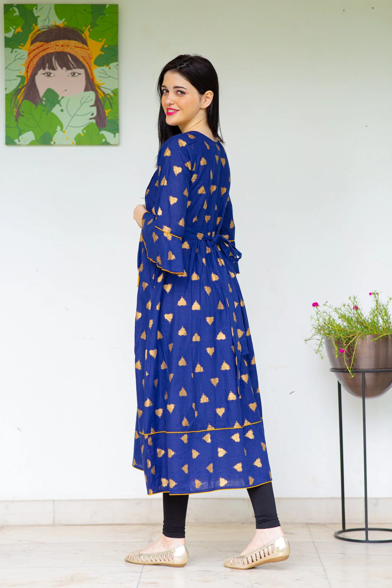 Cobalt Triangle Maternity & Nursing Kurta Dress - Chenance