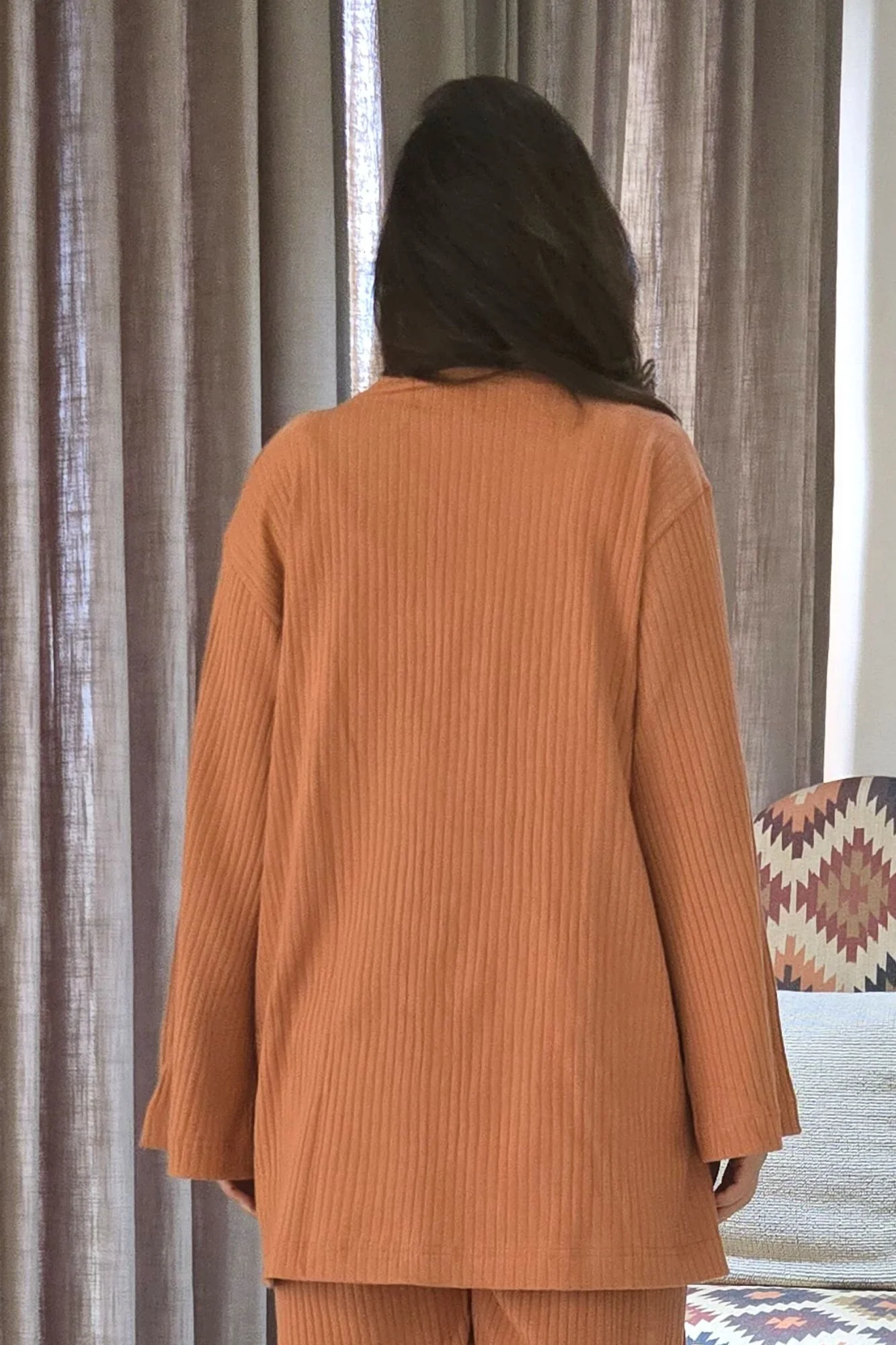 Ribbed Rust Maternity Stretchable Top - Chenance