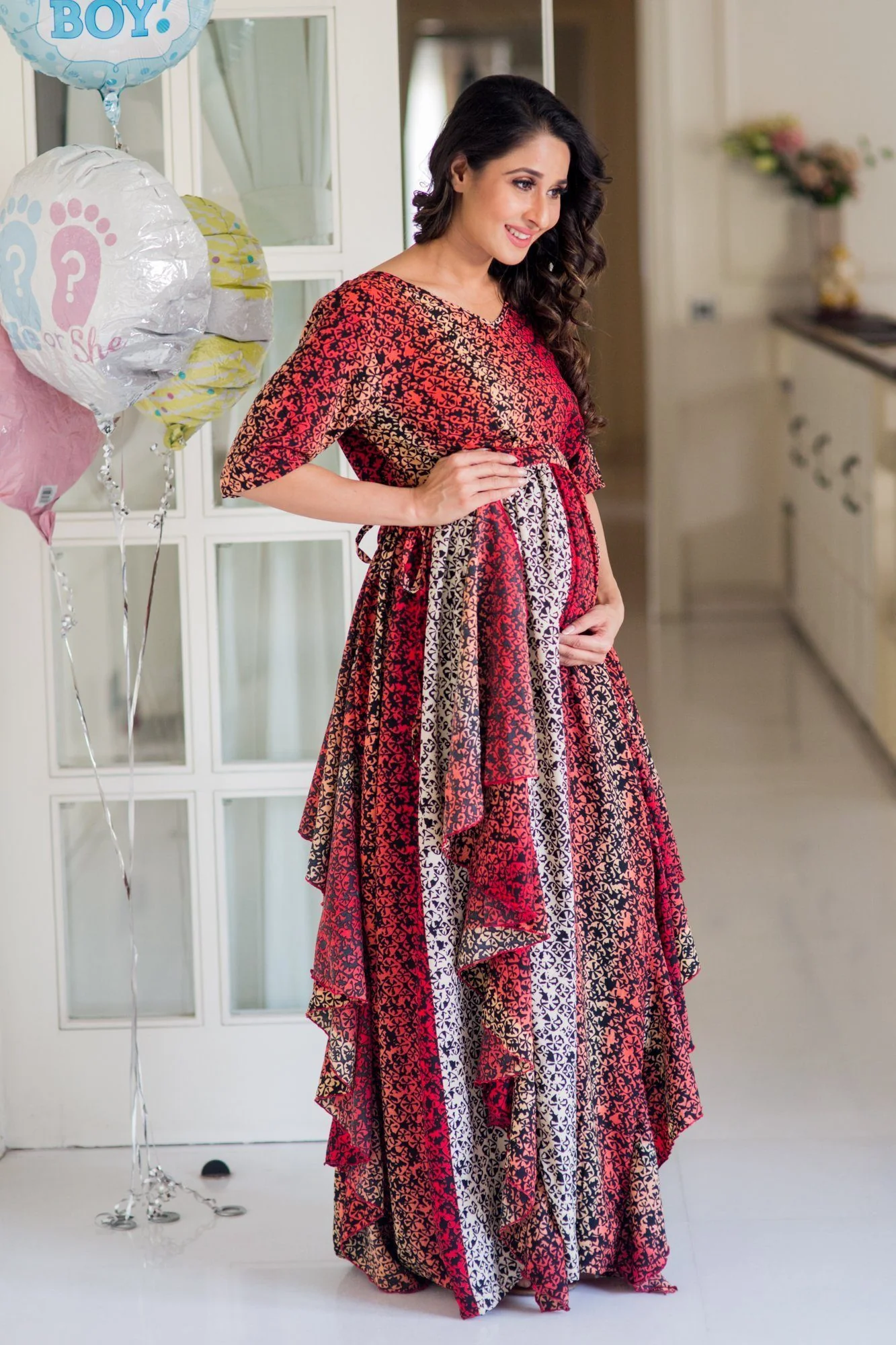 Luxe Sunset Ombre Cascading Maternity Dress - Chenance