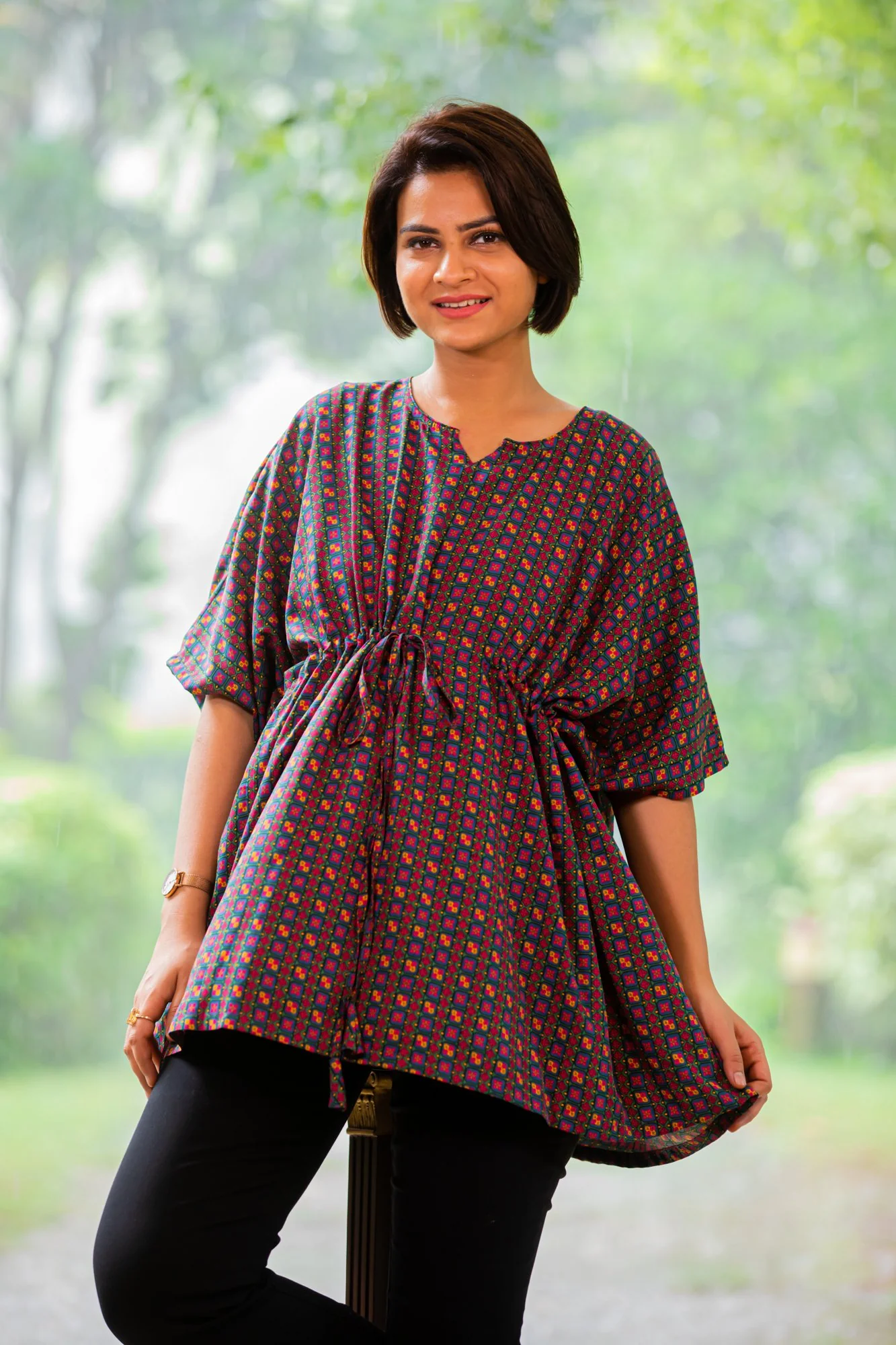 Brick Patterned Maternity Kaftan Top - Chenance