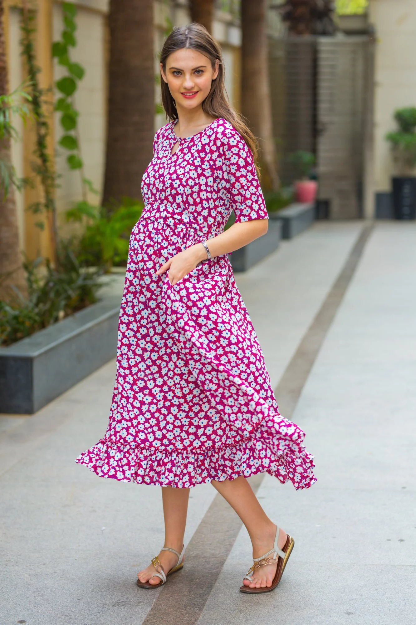 Pristine Chic Concealed Zips Nursing Dress - Chenance