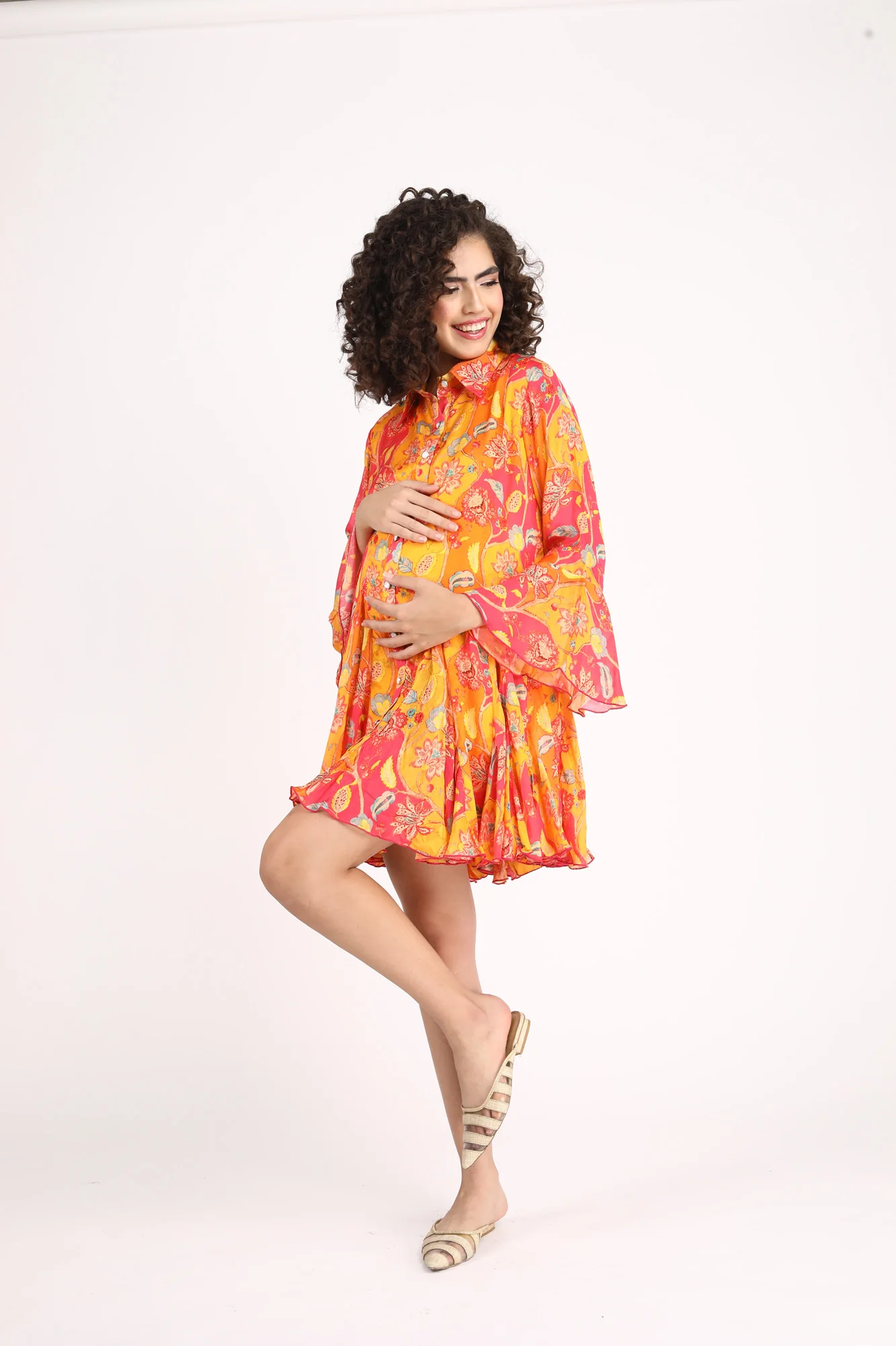 Forever Tangerine Maternity & Nursing Shirt Dress - Chenance