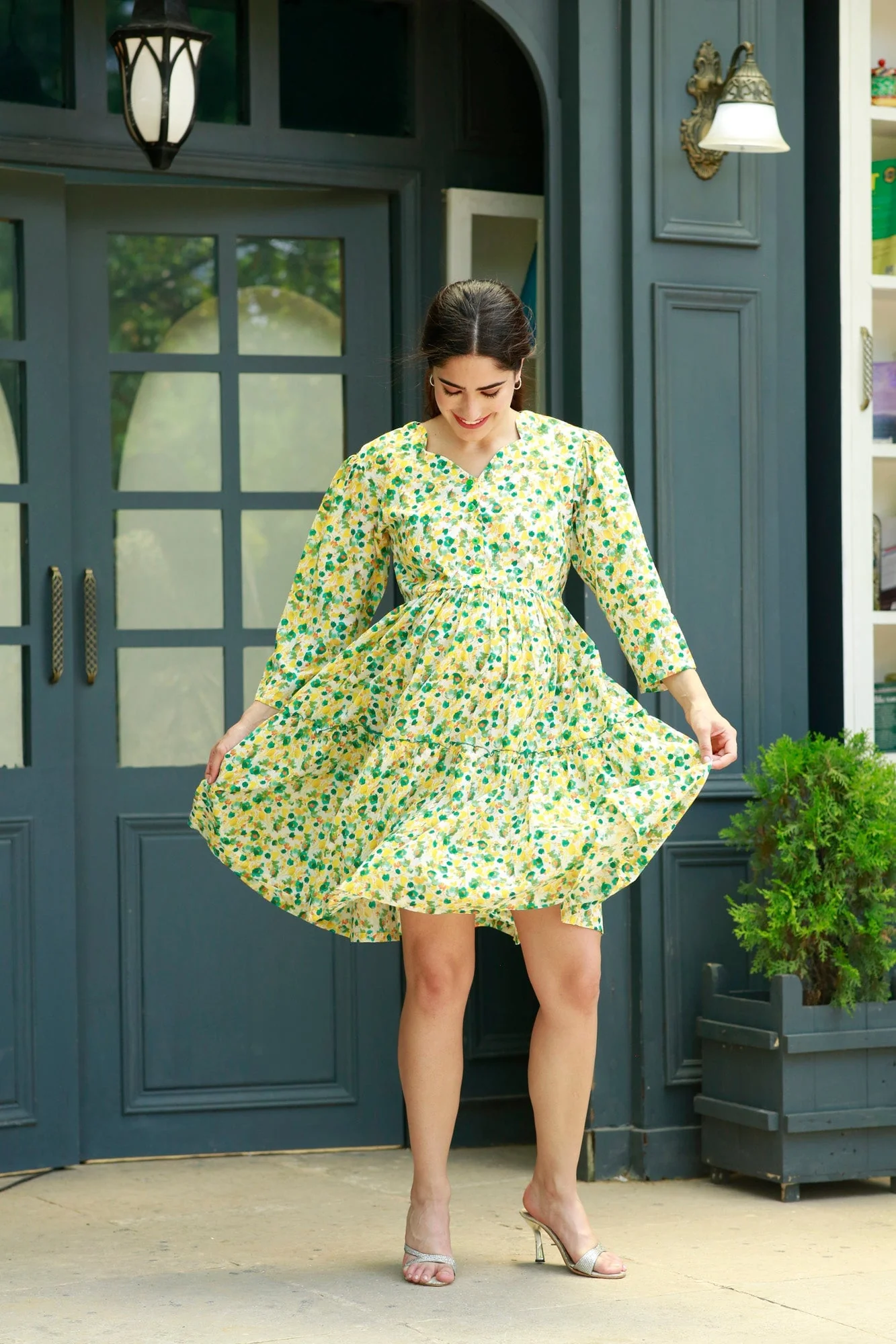 Green Blooming Garden Maternity & Nursing Dress - Chenance