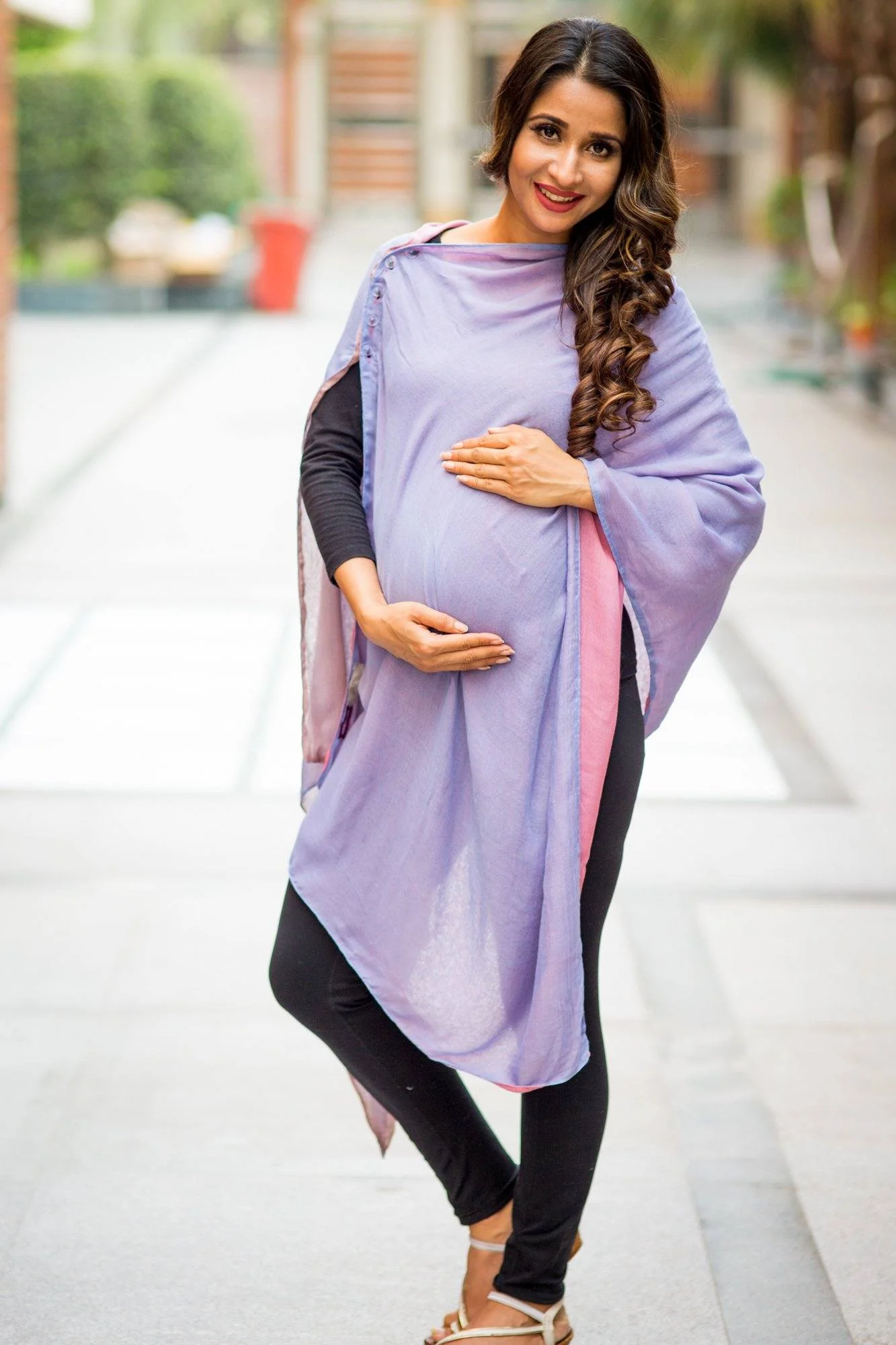 2 in 1 Double Sided Pink Pastel Ombre Modal Nursing Stole - Chenance