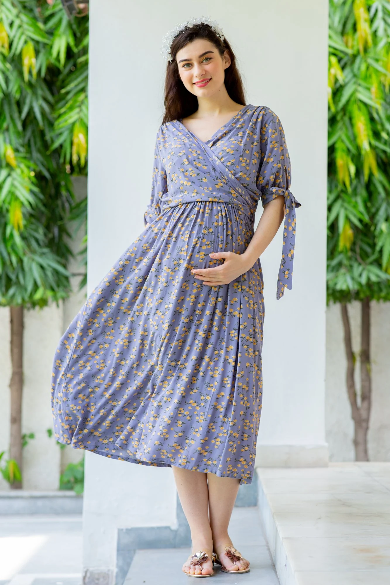 Mulberry Maternity & Nursing Midi Wrap Dress - Chenance