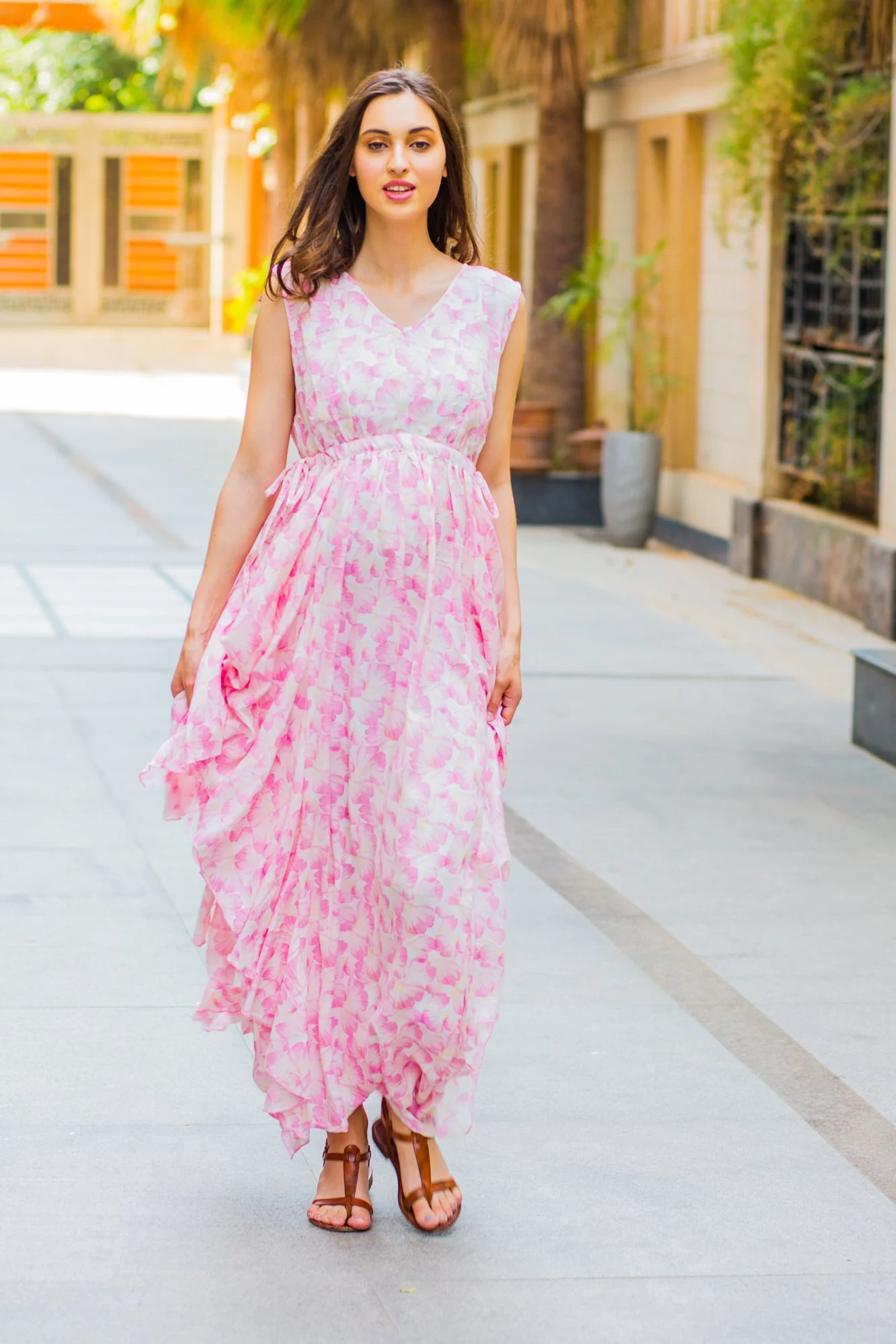 Serene Pink Blossom Flow Dress - Chenance