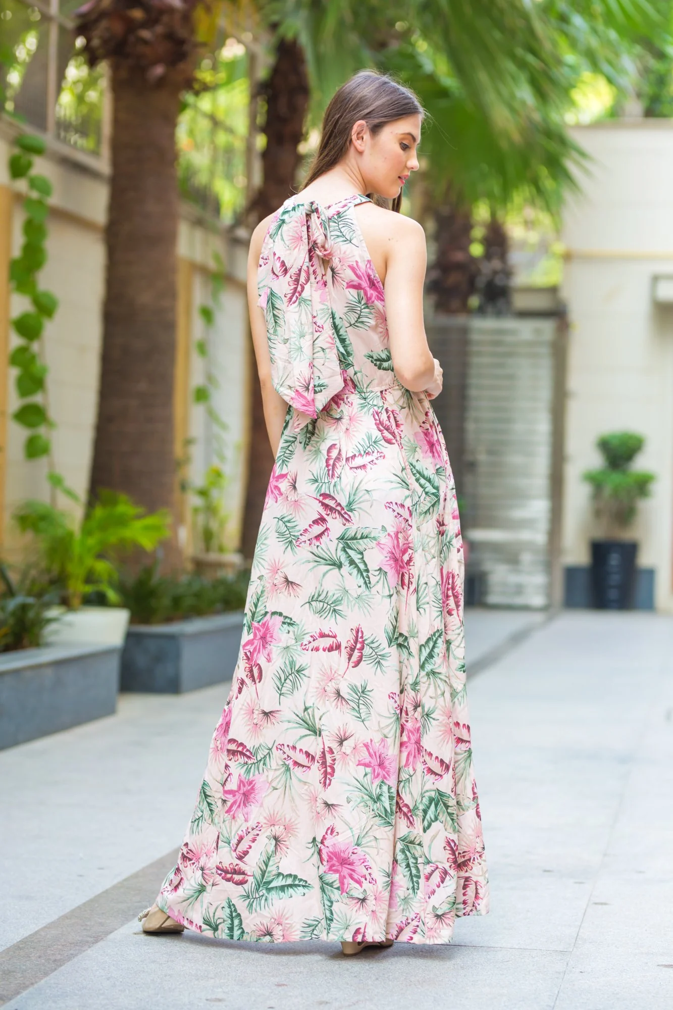 Lilac Floral High Neck Maternity & Nursing Dress - Chenance