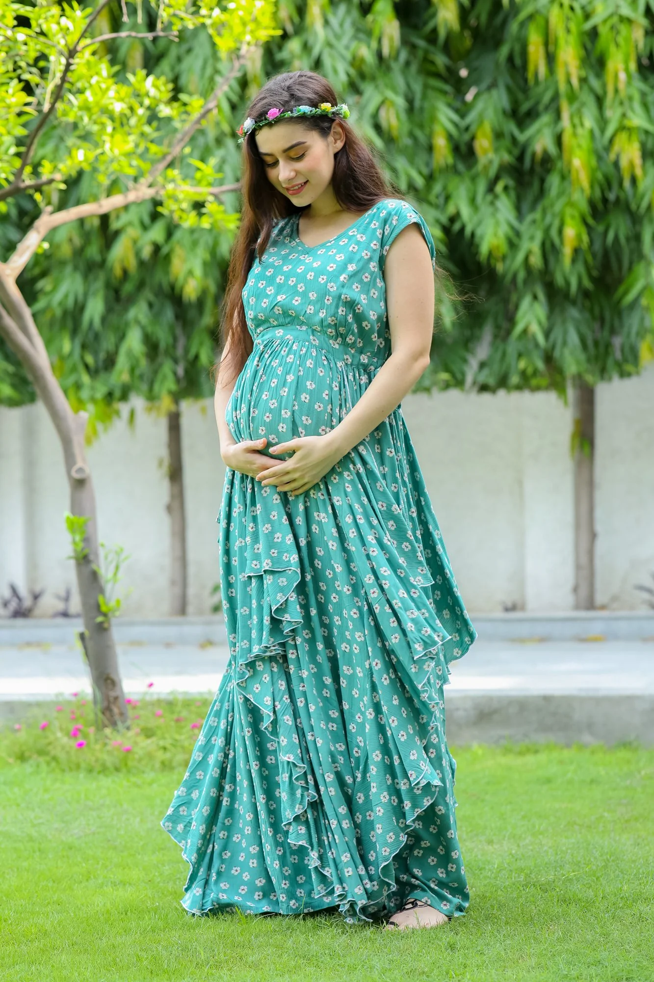 Forest Floral Maternity Flow Dress - Chenance