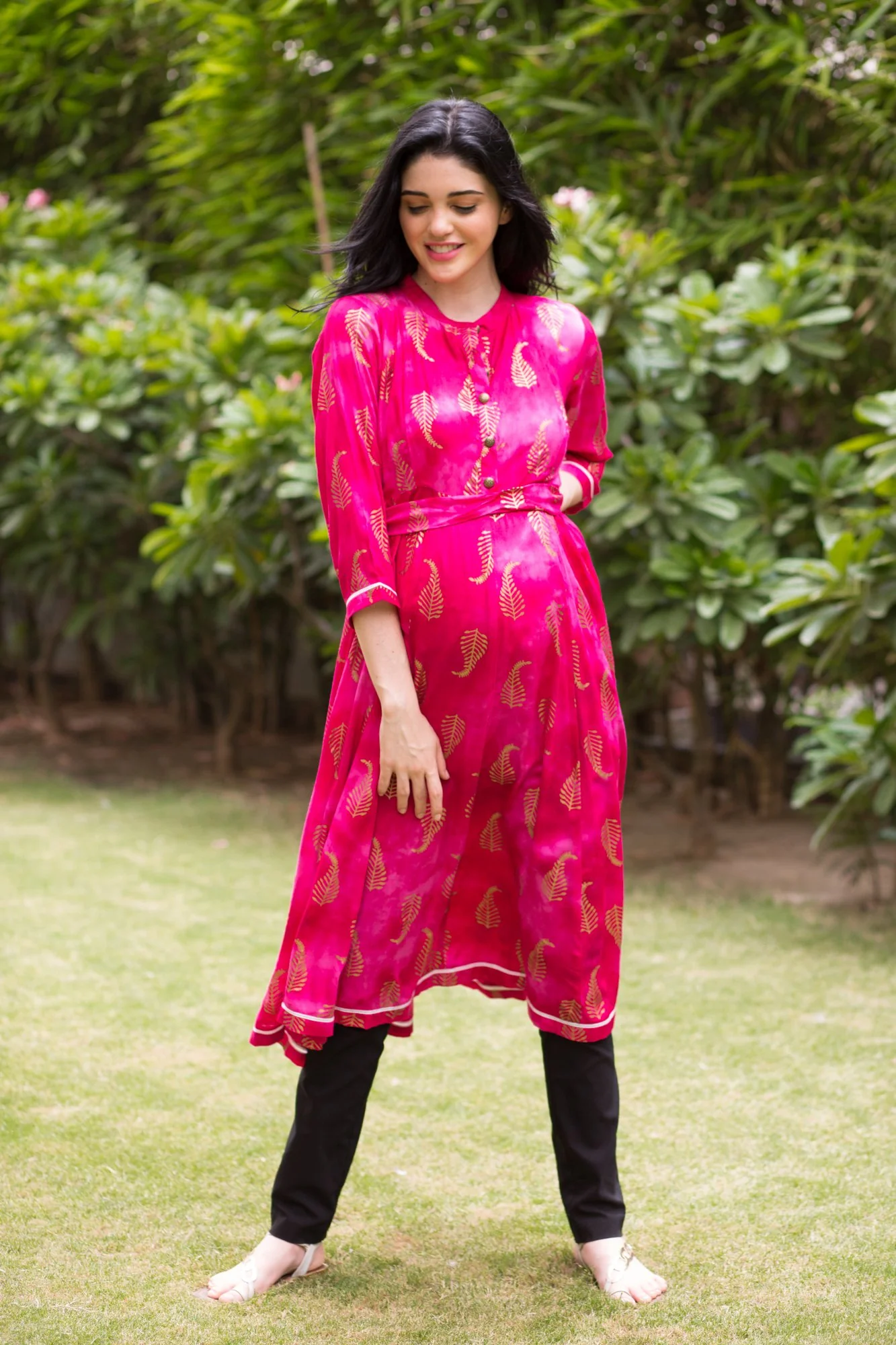Pink Gold Maternity & Nursing Kurta - Chenance