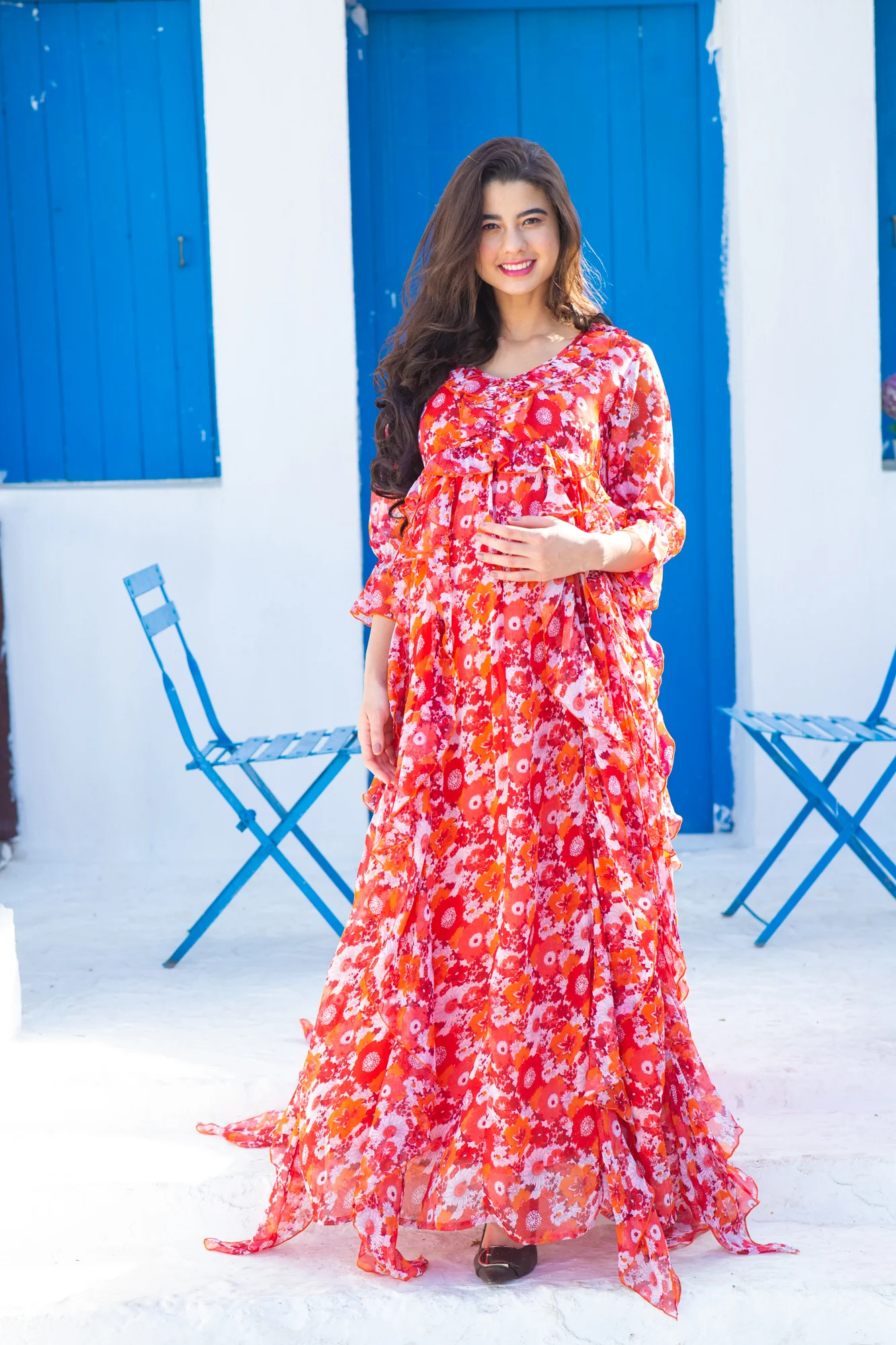 Cascading Cherry Bloom Maternity & Nursing Dress - Chenance