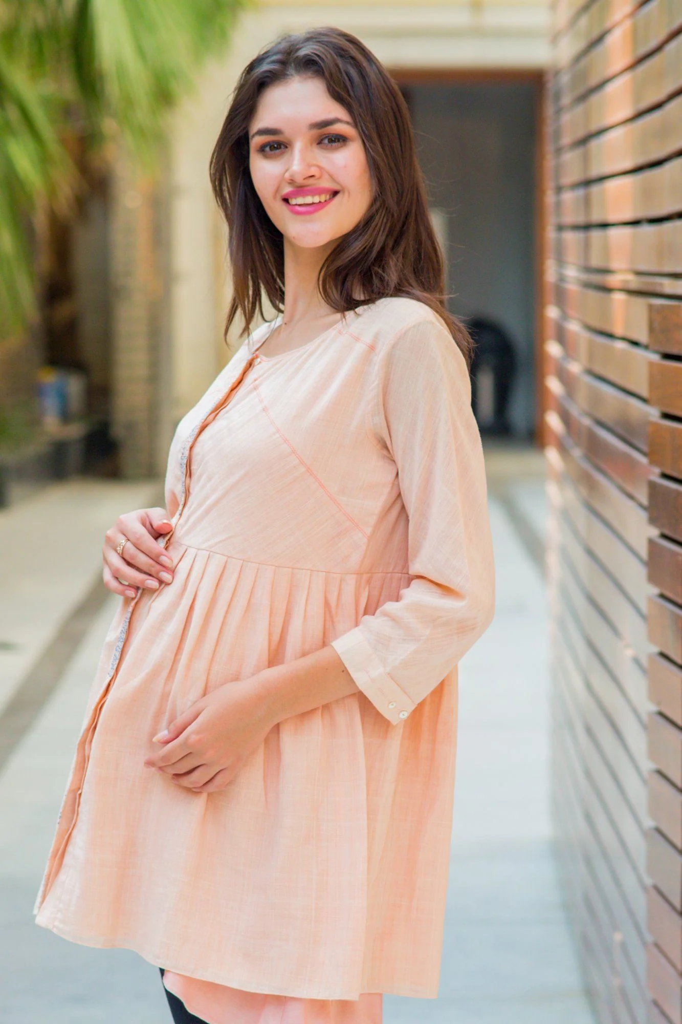 Premium Sujni Moon Patch Peach Maternity & Nursing Top - Chenance