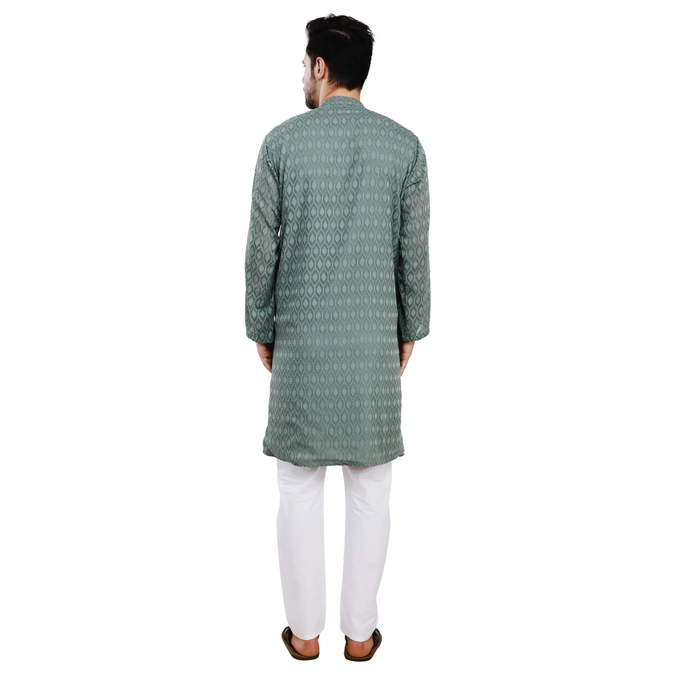 Men Classic Textured Grey Kurta - Chenance