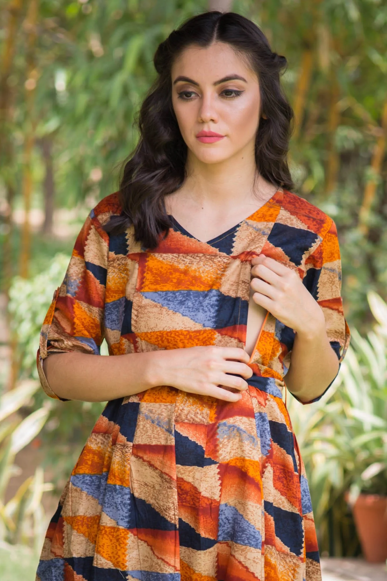 Marigold Abstract Maternity & Nursing Kurta Dress - Chenance